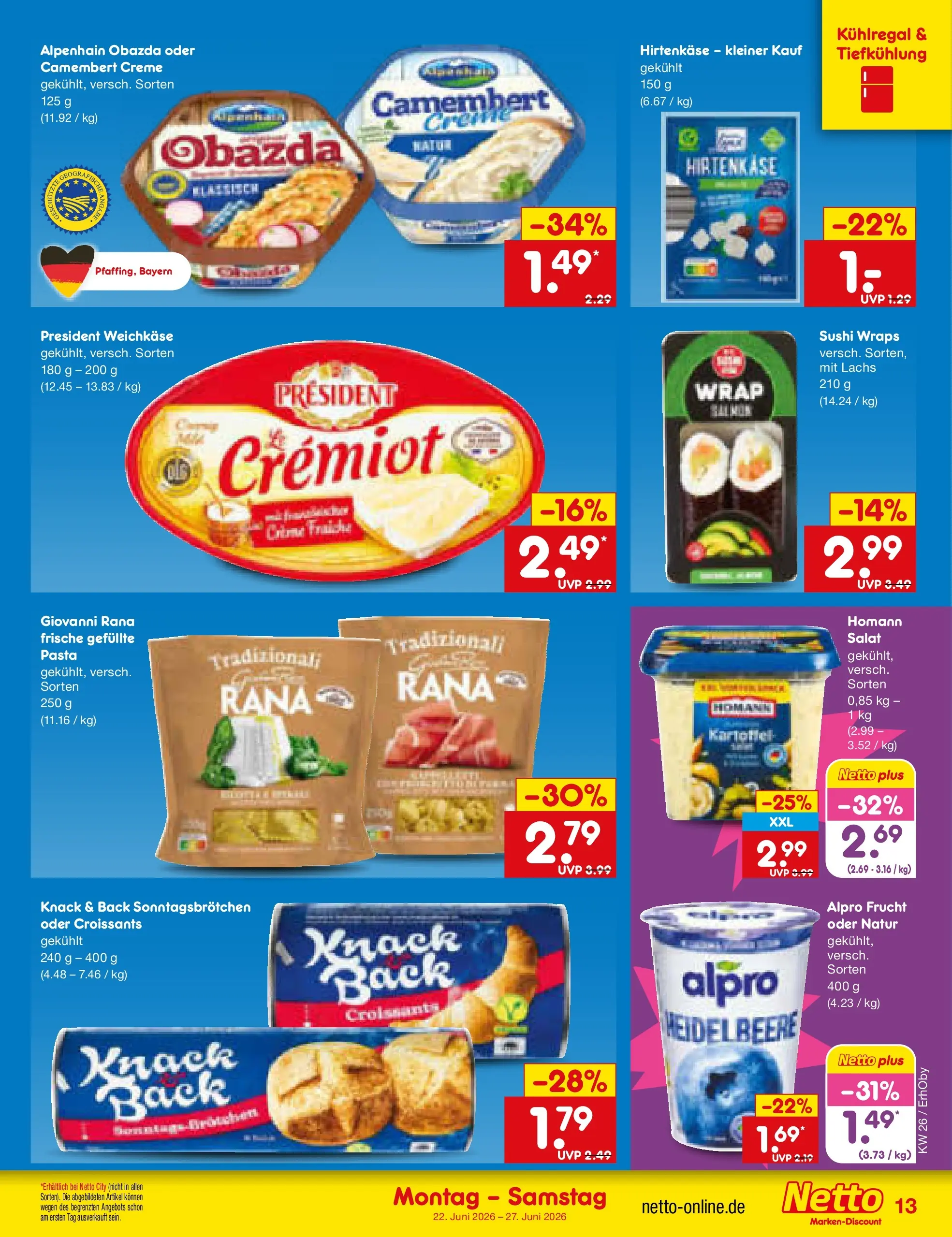 Netto Marken-Discount Prospekt Metten (ab 21.06.2026) » Angebote | Seite: 15 | Produkte: Creme, Lachs, Alpro, Salat