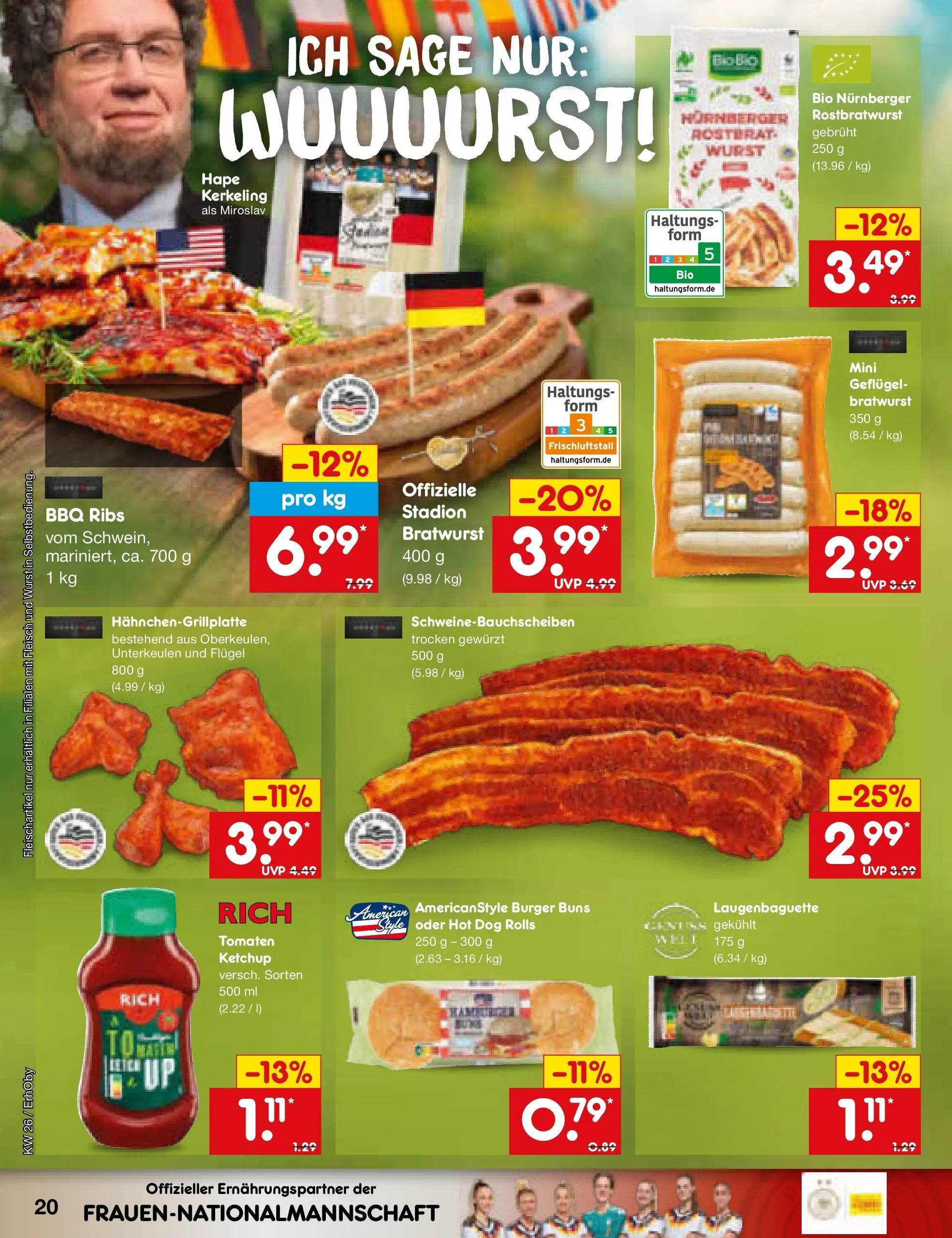 Netto Marken-Discount Prospekt Metten (ab 21.06.2026) » Angebote | Seite: 26 | Produkte: Bratwurst, Burger, Tomaten, Ketchup