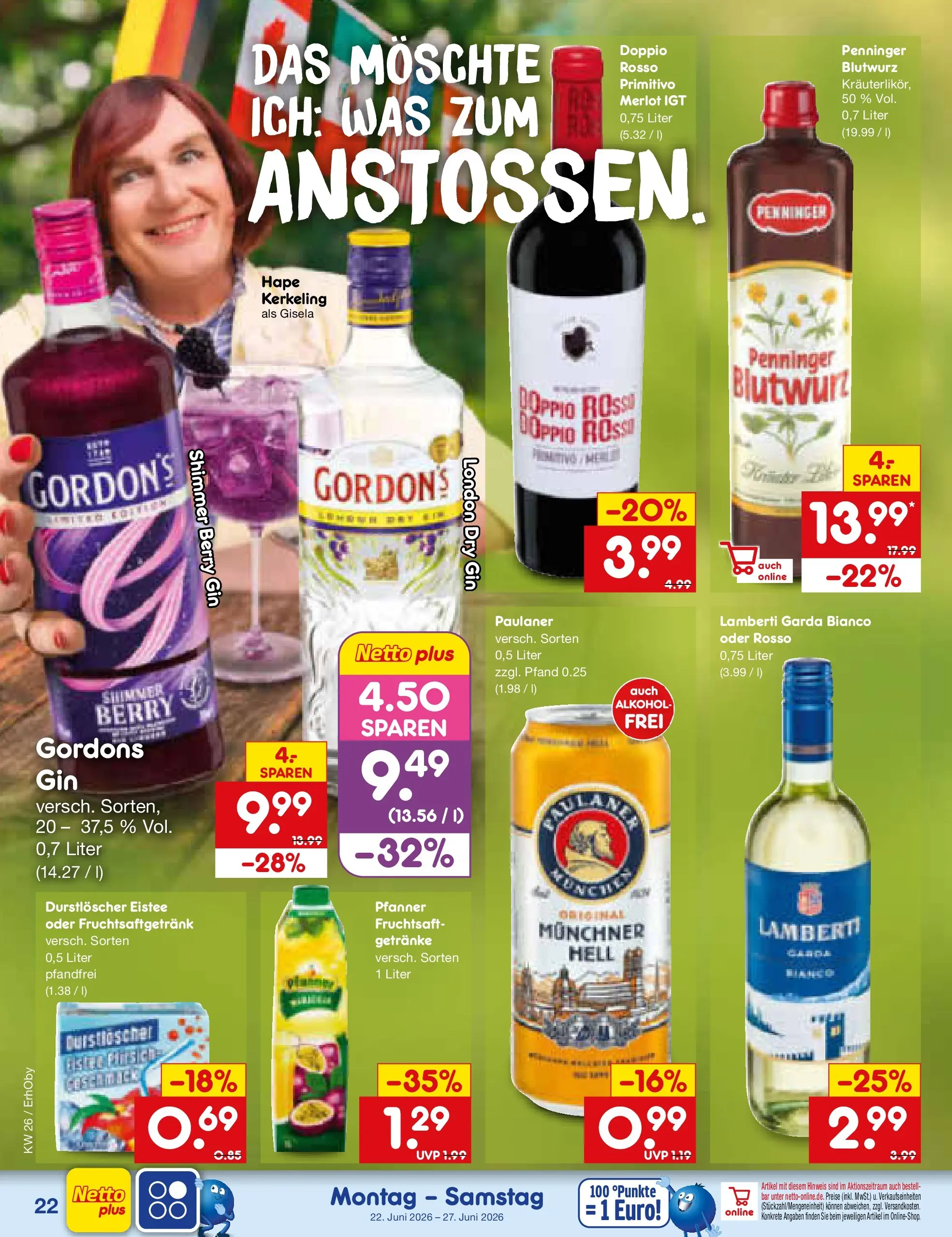 Netto Marken-Discount Prospekt Metten (ab 21.06.2026) » Angebote | Seite: 30 | Produkte: Durstloscher, Gin, Fruchtsaft, Paulaner