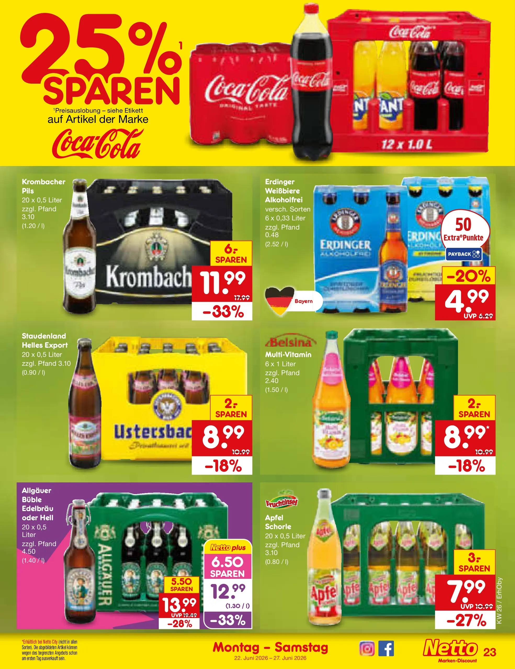 Netto Marken-Discount Prospekt Metten (ab 21.06.2026) » Angebote | Seite: 31 | Produkte: Coca cola, Cola, Pils, Äpfel