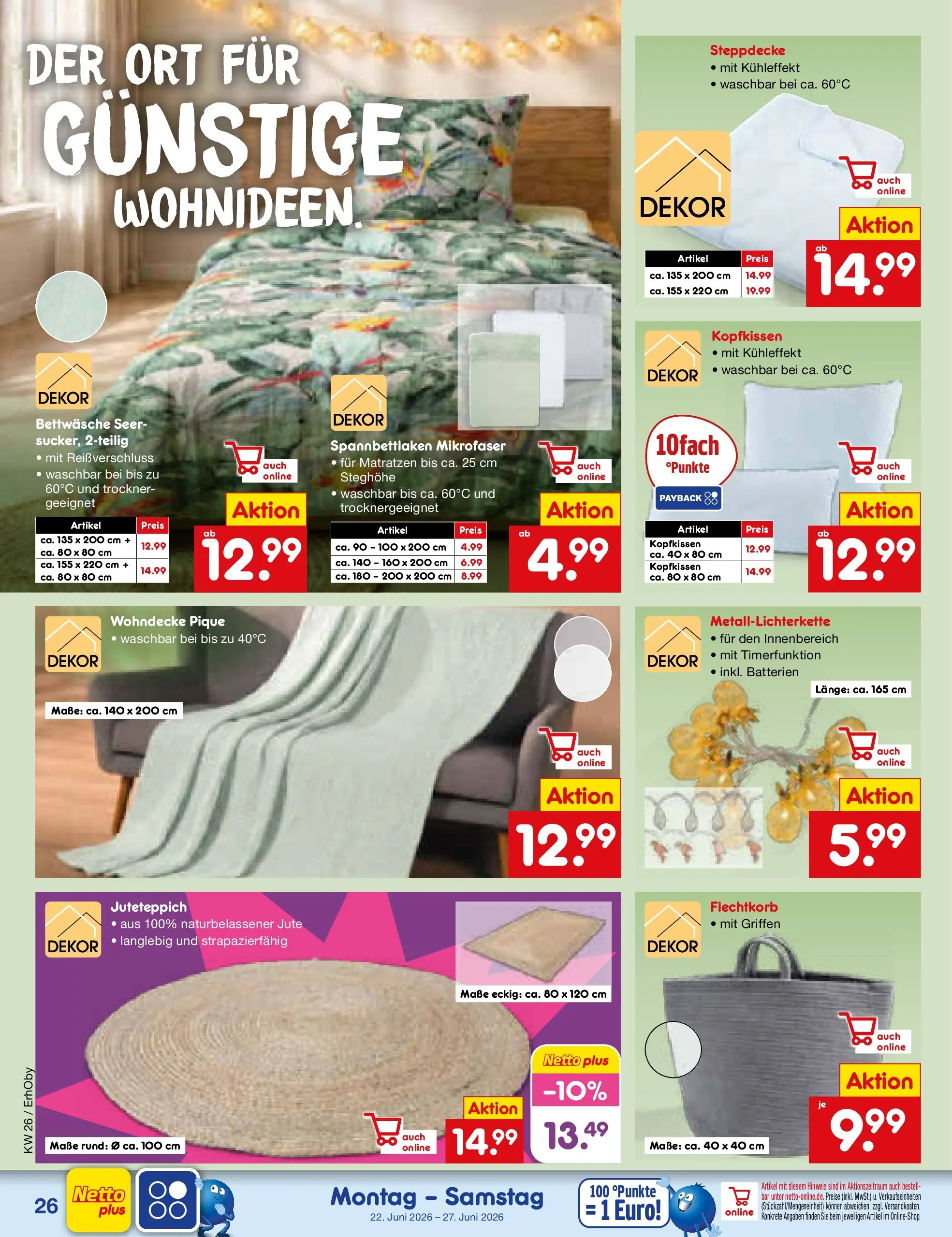 Netto Marken-Discount Prospekt Metten (ab 21.06.2026) » Angebote | Seite: 38 | Produkte: Trockner, Batterien, Bettwäsche, Kopfkissen