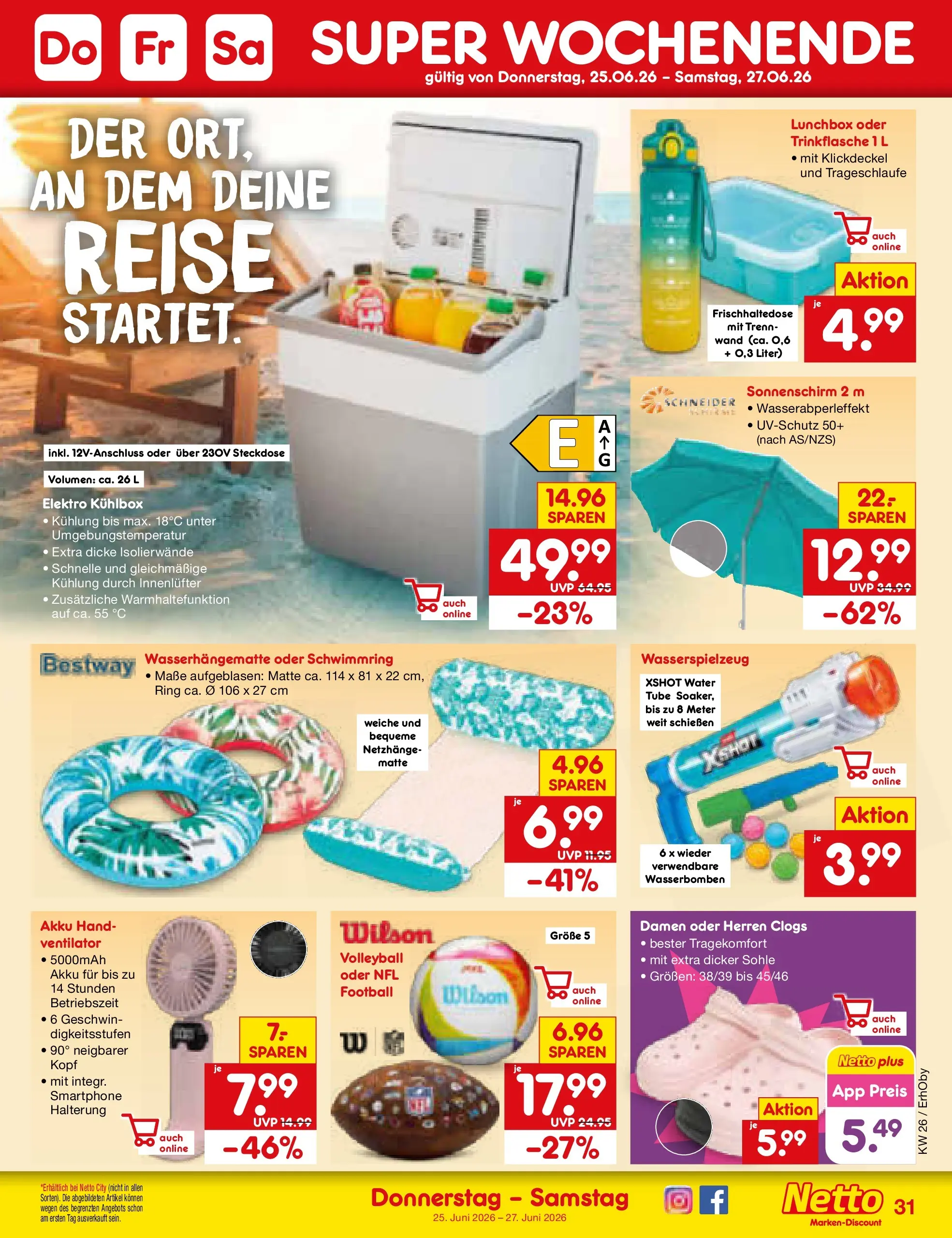 Netto Marken-Discount Prospekt Metten (ab 21.06.2026) » Angebote | Seite: 41 | Produkte: Ventilator, Football, Volleyball, Sonnenschirm