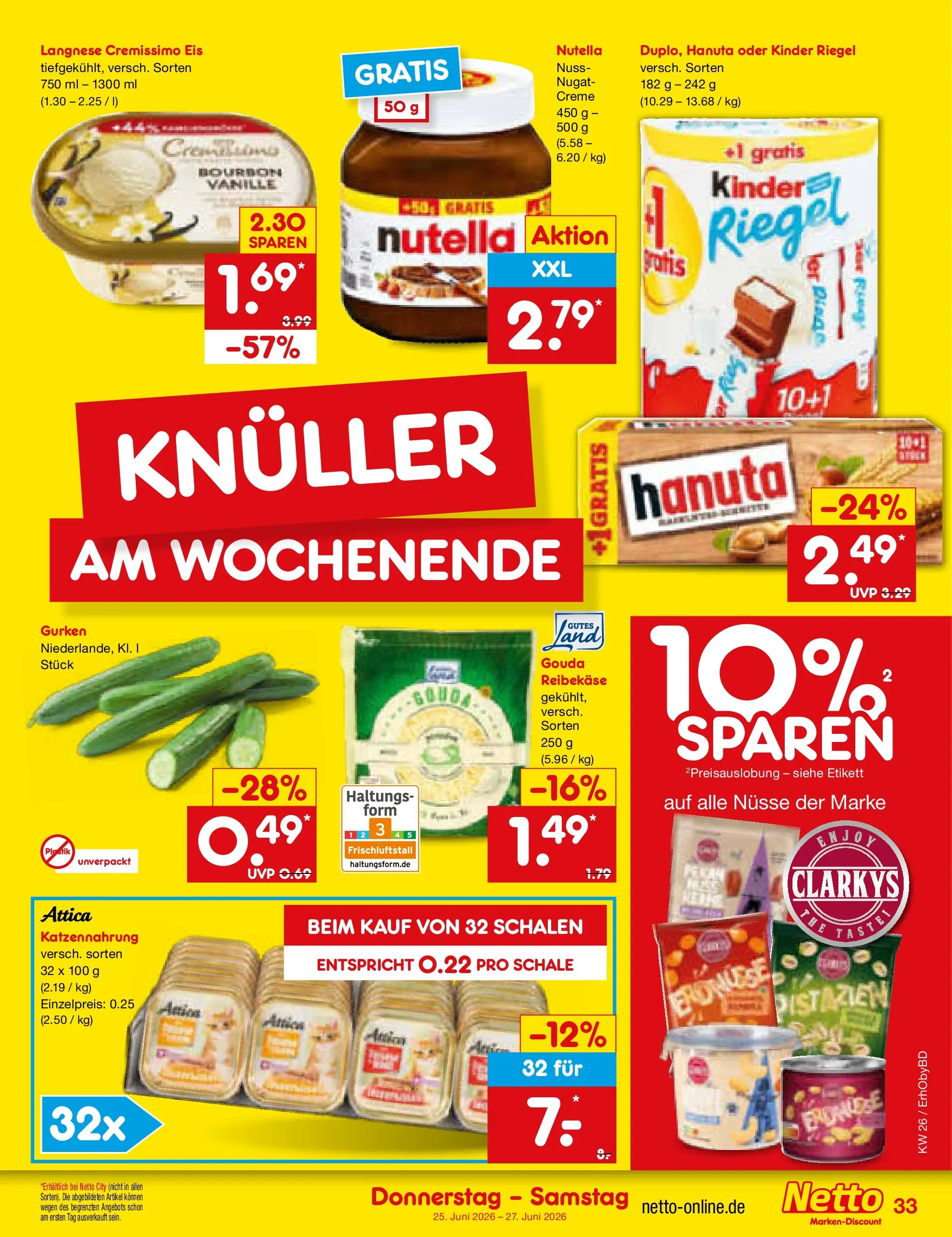 Netto Marken-Discount Prospekt Ergolding (ab 22.06.2026) » Angebote | Seite: 45 | Produkte: Langnese, Creme, Nüsse, Gurken