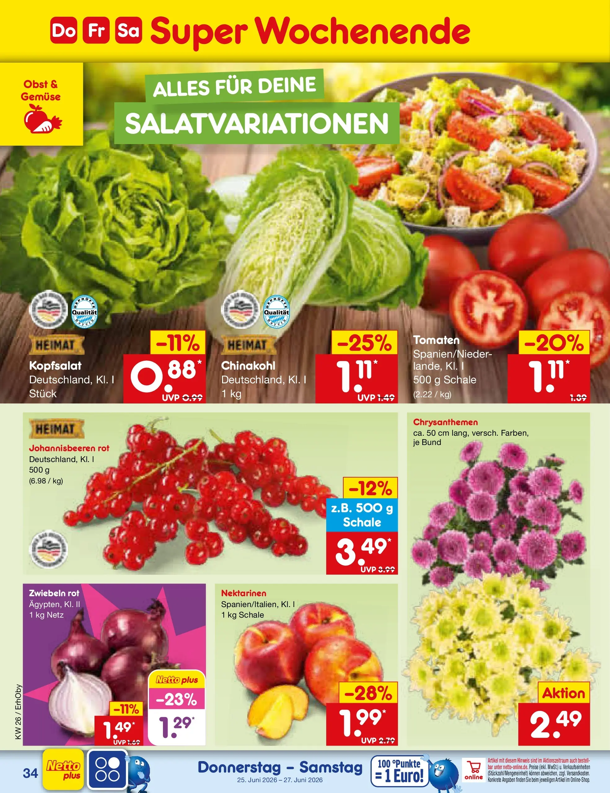 Netto Marken-Discount Prospekt Metten (ab 21.06.2026) » Angebote | Seite: 46 | Produkte: Nektarinen, Zwiebeln, Obst, Chinakohl