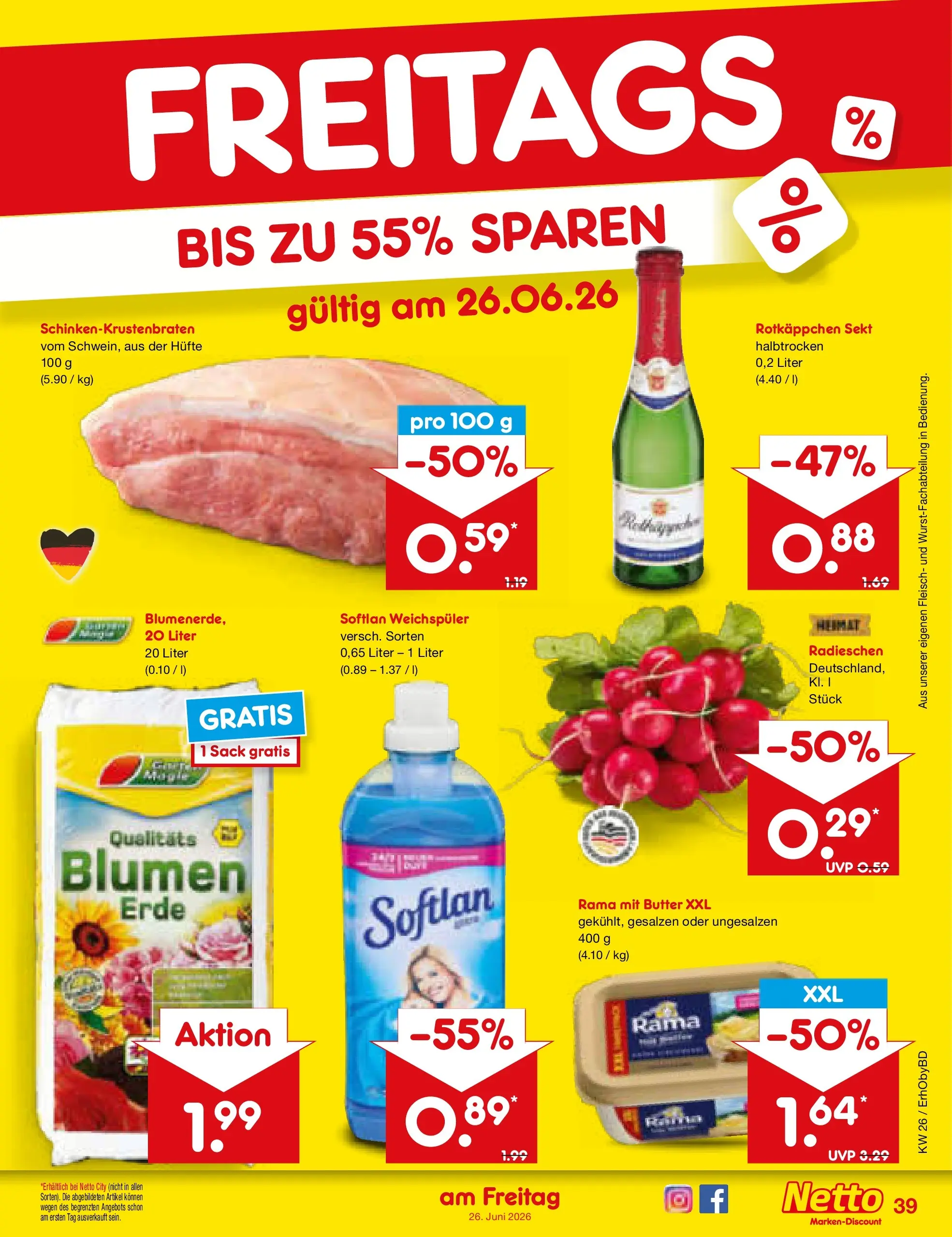 Netto Marken-Discount Prospekt Ergolding (ab 22.06.2026) » Angebote | Seite: 51 | Produkte: Rotkappchen sekt, Blumen, Rotkäppchen, Fleisch