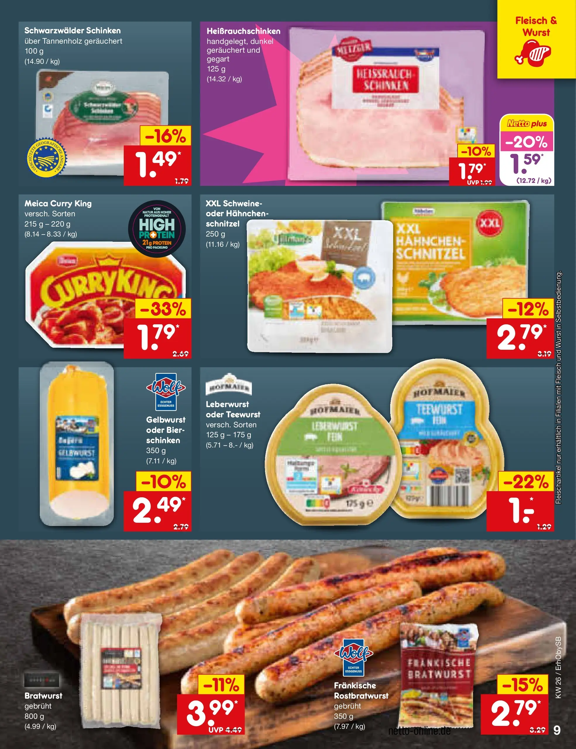 Netto Marken-Discount Prospekt Metten (ab 21.06.2026) » Angebote | Seite: 11 | Produkte: Hahnchen, Bratwurst, Wurst, Schinken