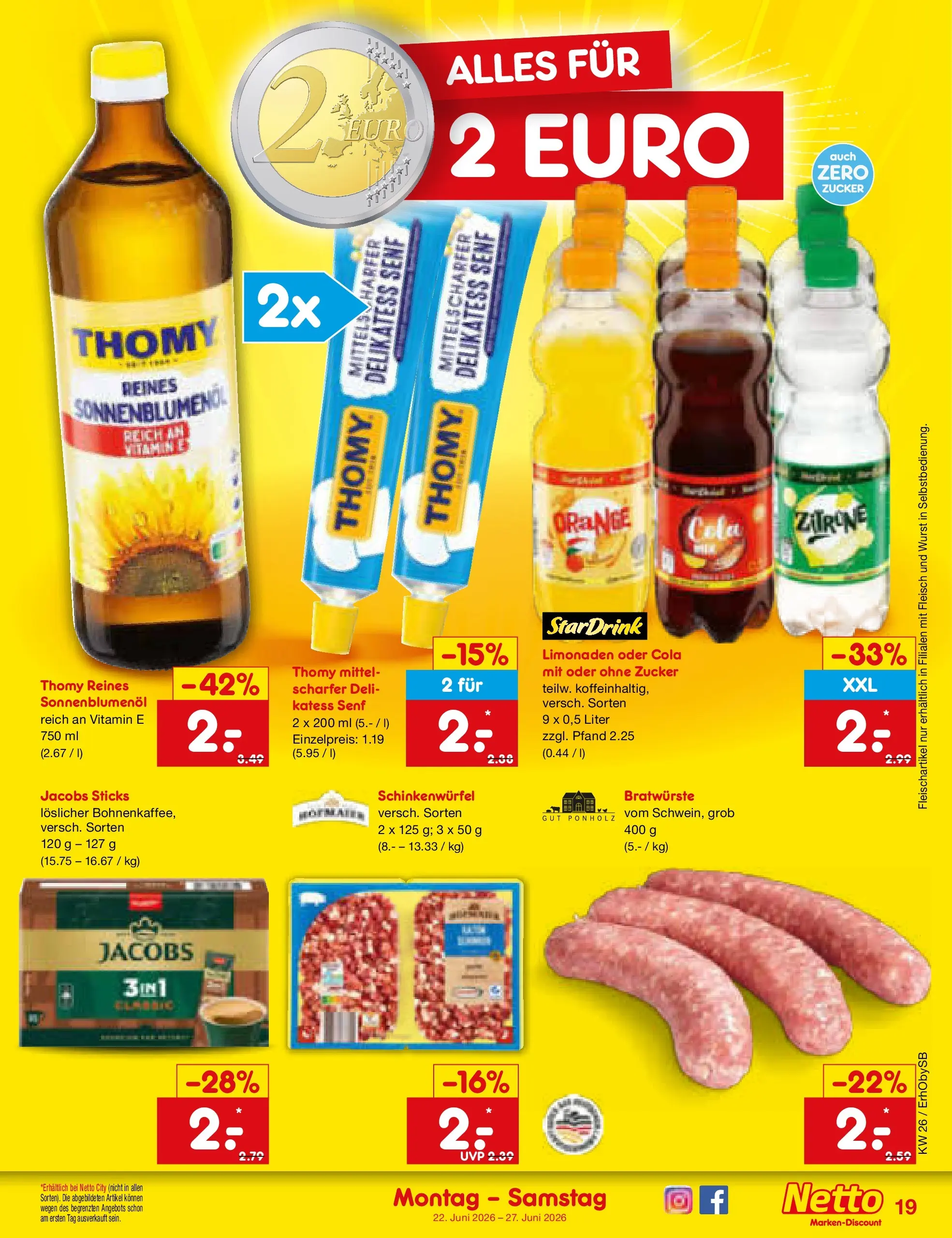 Netto Marken-Discount Prospekt Metten (ab 21.06.2026) » Angebote | Seite: 23 | Produkte: Cola, Zucker, Zitrone, Wurst