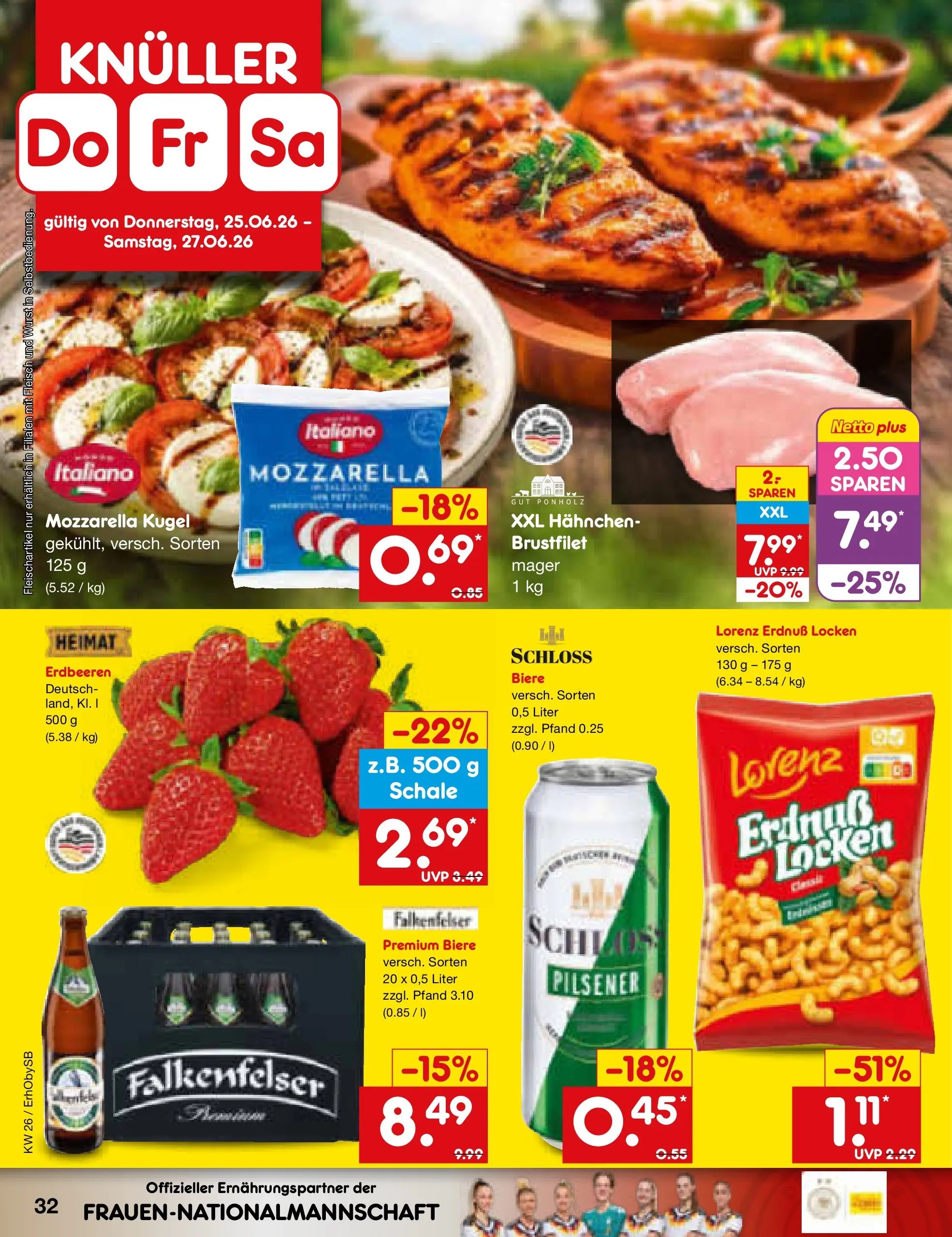 Netto Marken-Discount Prospekt Metten (ab 21.06.2026) » Angebote | Seite: 44 | Produkte: Hahnchen, Wurst, Erdbeeren, Fleisch