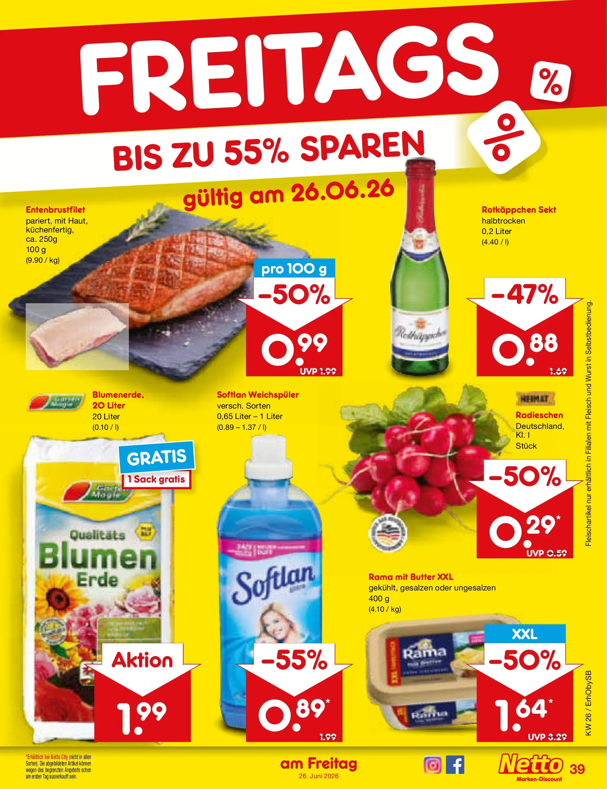 Netto Marken-Discount Prospekt Metten (ab 21.06.2026) » Angebote | Seite: 51 | Produkte: Rotkappchen sekt, Rama, Wurst, Fleisch