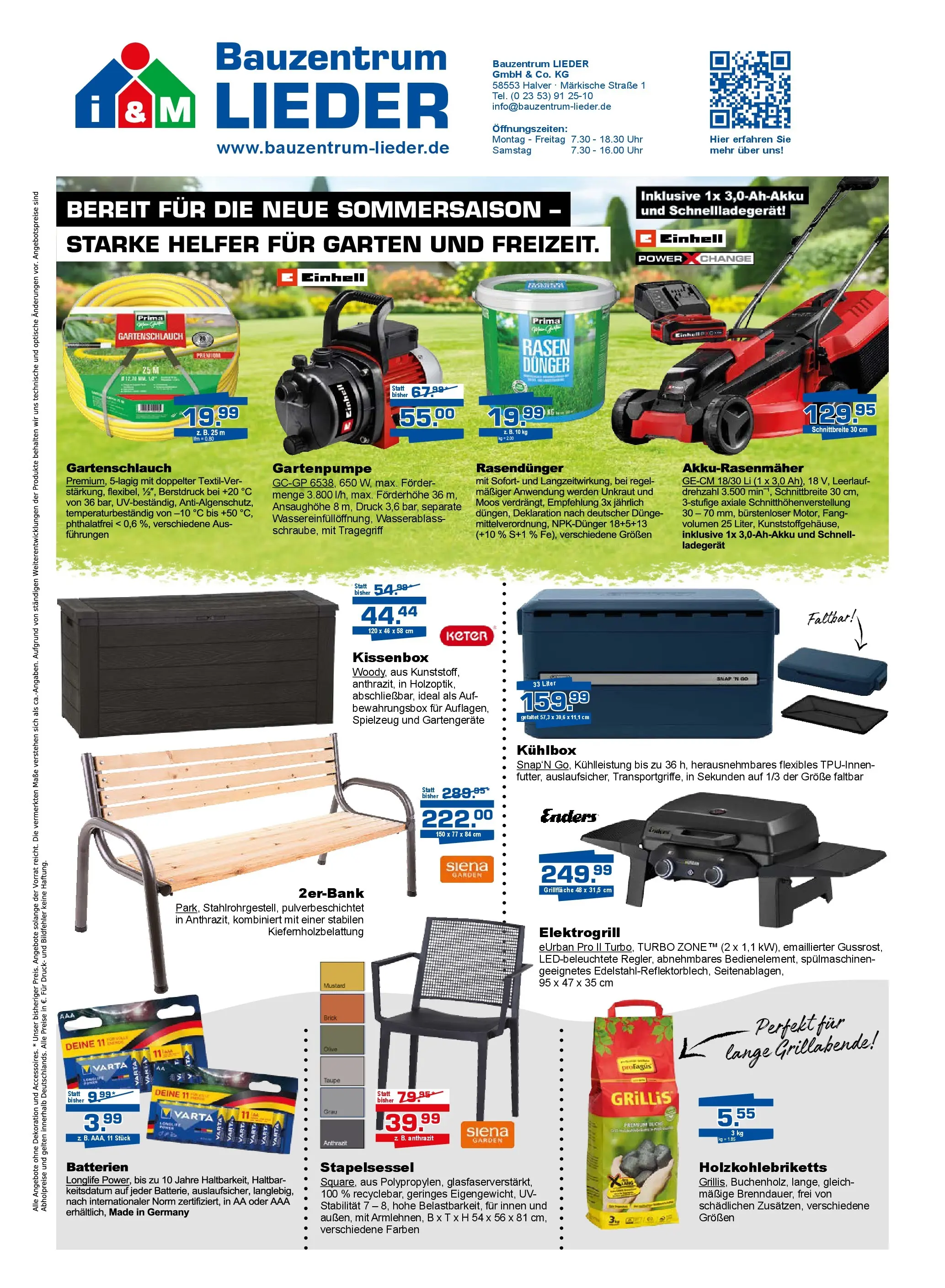 Angebote - Bauzentrum Lieder: Lange Tage, hohe Temperaturen, kleine Preise! (ab 17.06.2026) zum Blättern | Seite: 8 | Produkte: Batterien, Ladegerät, Uhr
