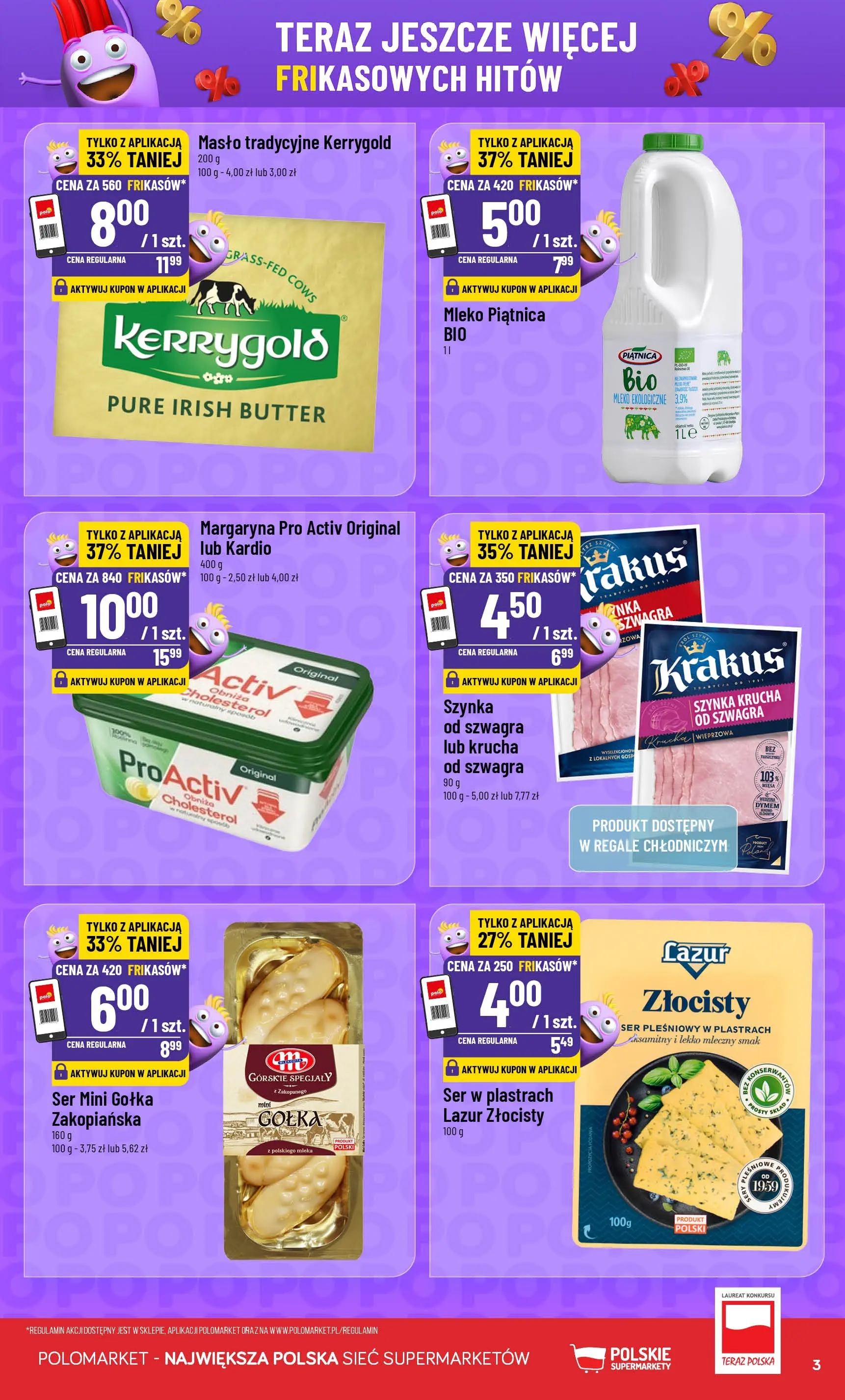 Nowa POLOmarket gazetka od jutra 17.06.2026 | Strona: 3 | Produkty: Ser pleśniowy, Mleka, Szynka, Ser