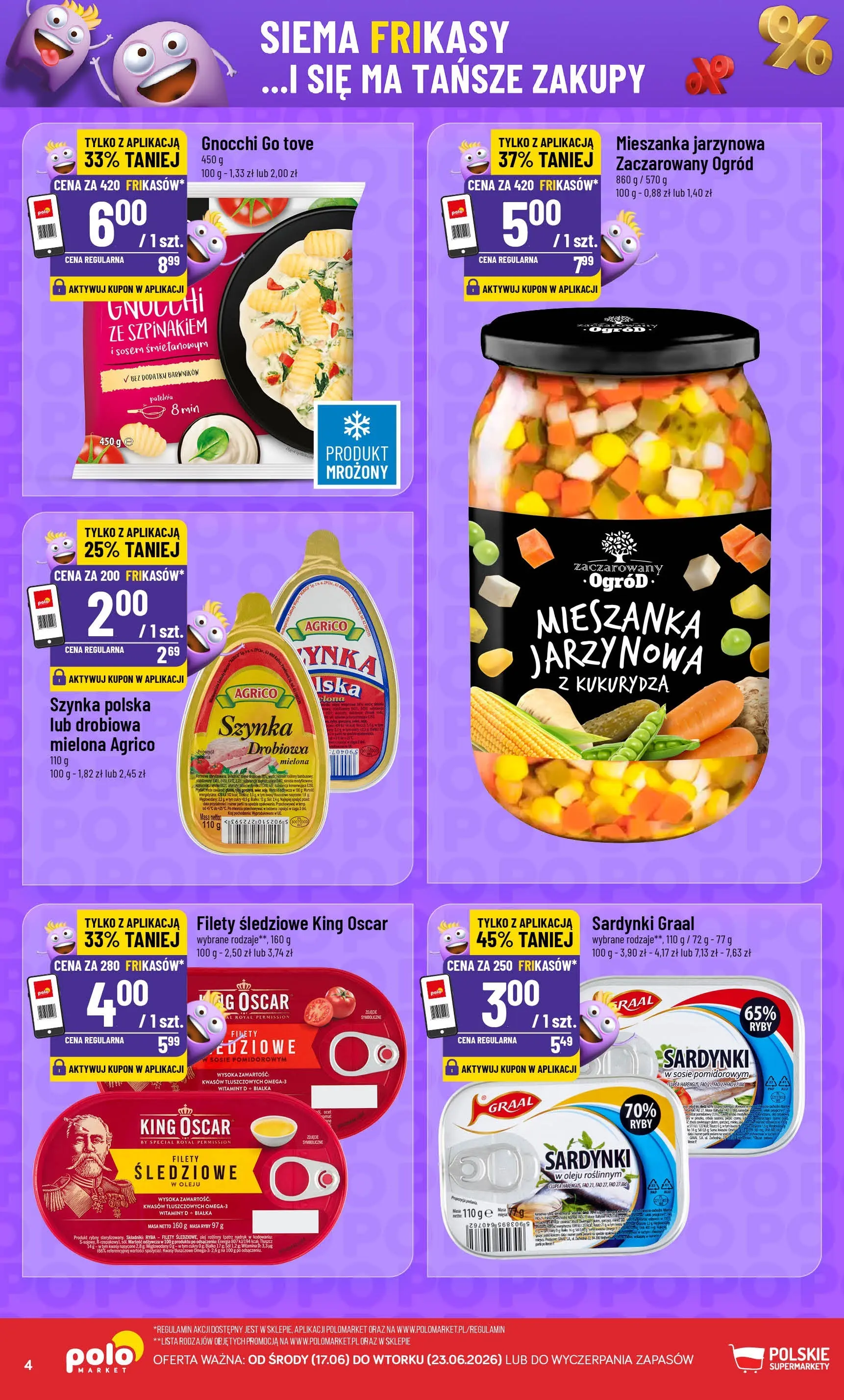 Nowa POLOmarket gazetka od jutra 17.06.2026 | Strona: 4 | Produkty: Kukurydza, Szynka, Olej, Ryby