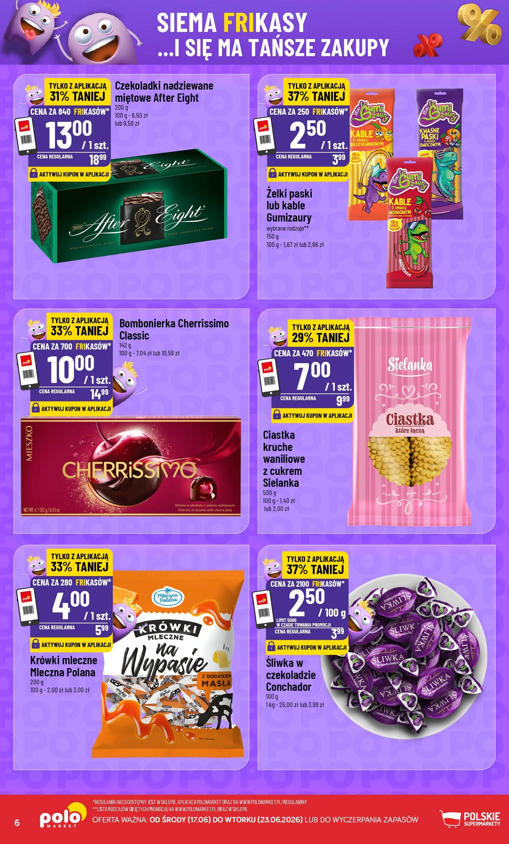 Nowa POLOmarket gazetka od jutra 17.06.2026 | Strona: 6 | Produkty: Czekoladki, Bombonierka, Żelki, Krówki