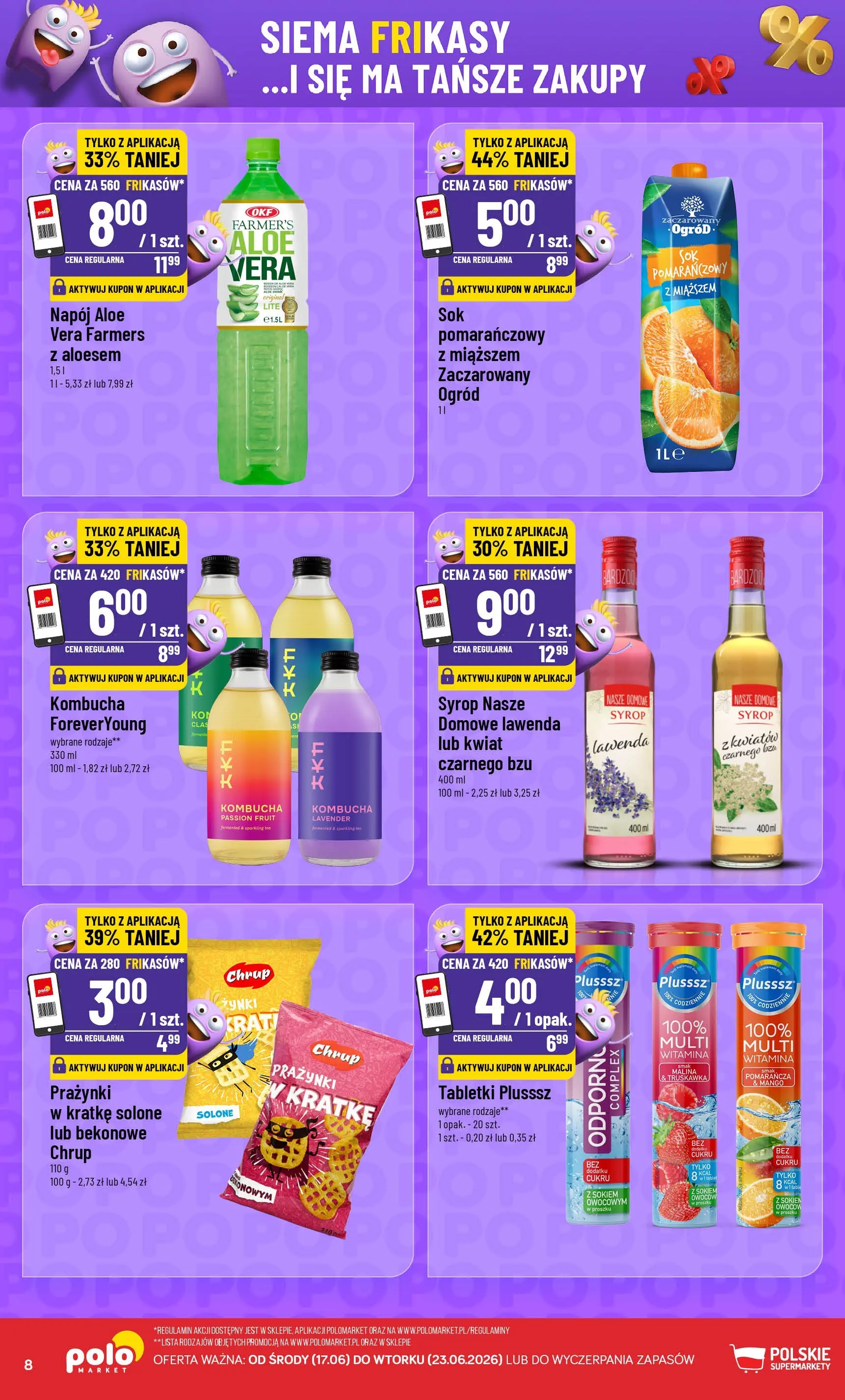 Nowa POLOmarket gazetka od jutra 17.06.2026 | Strona: 8 | Produkty: Mango, Syrop, Malina, Kombucha