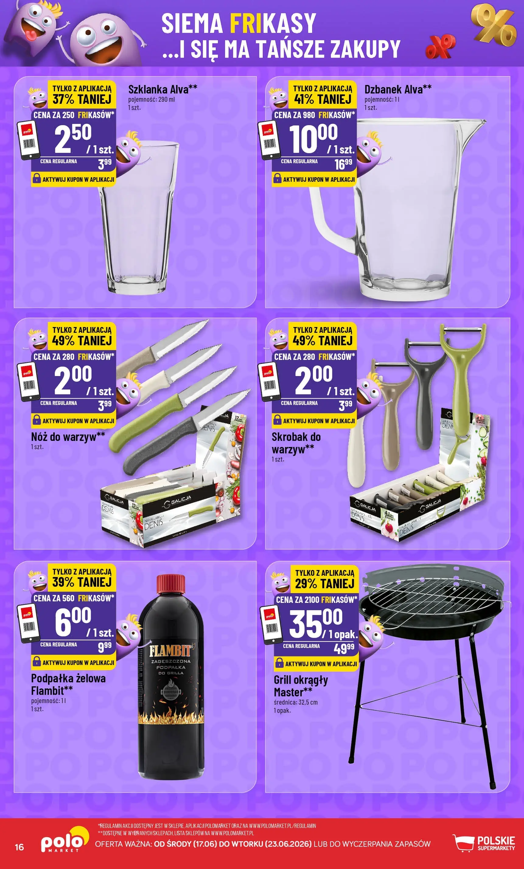 Nowa POLOmarket gazetka od jutra 17.06.2026 | Strona: 16 | Produkty: Szklanka, Dzbanek, Grill