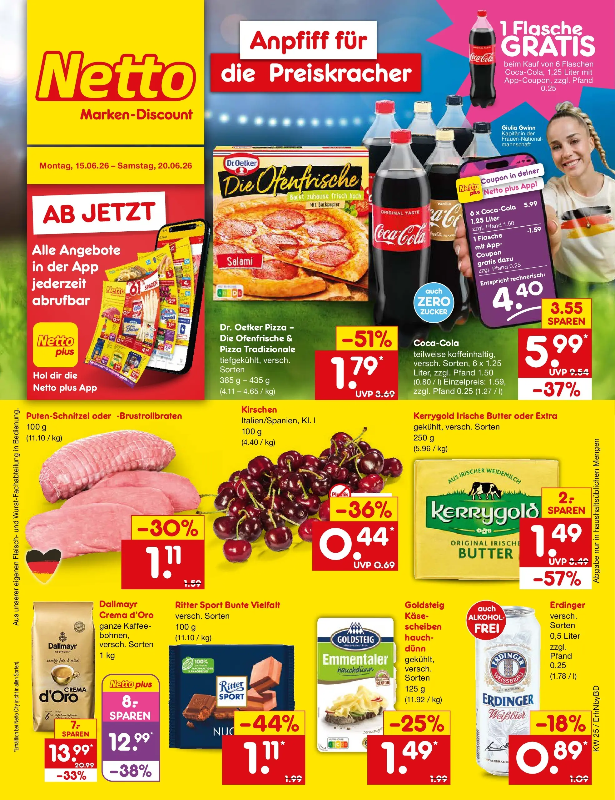 Netto Marken-Discount Prospekt Ergolding (ab 15.06.2026) » Angebote | Seite: 1 | Produkte: Putenschnitzel, Zucker, Salami, Fleisch