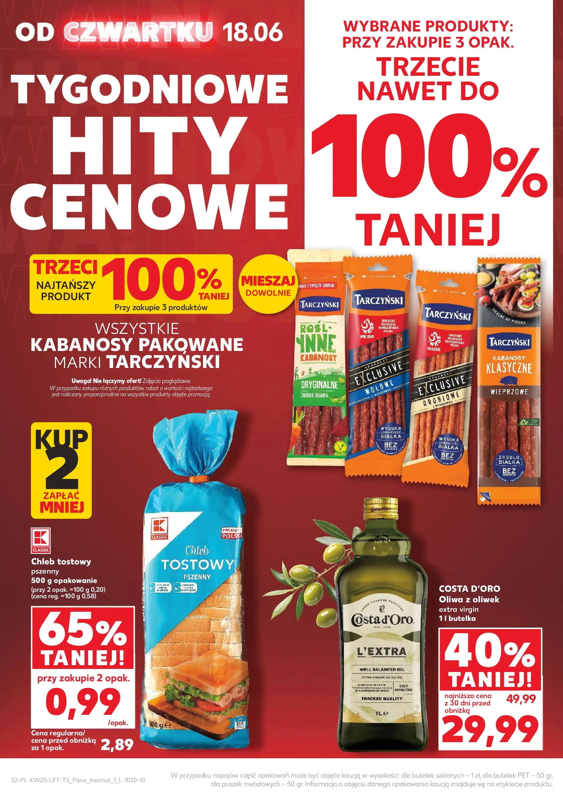 Kaufland gazetka (18.06.2026) - od jutra | Strona: 2 | Produkty: Oliwa z oliwek, Chleb tostowy, Kabanosy, Chleb Kaufland gazetka od 18.06.2026 - od jutra PDF | Strona: 2 | Produkty: Oliwa z oliwek, Chleb tostowy, Kabanosy, Chleb