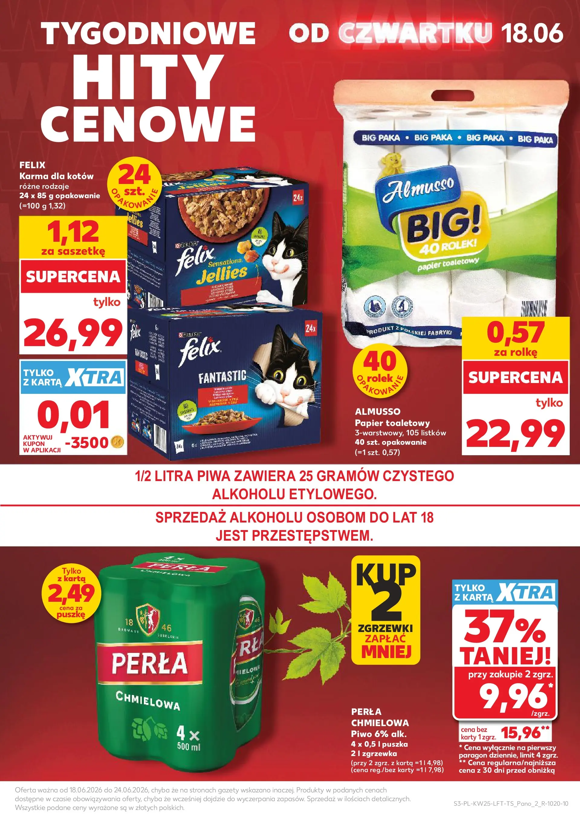 Kaufland gazetka (18.06.2026) - od jutra | Strona: 3 | Produkty: Karta, Papier toaletowy, Karma dla kotów, Piwo Kaufland gazetka od 18.06.2026 - od jutra PDF | Strona: 3 | Produkty: Karta, Papier toaletowy, Karma dla kotów, Piwo