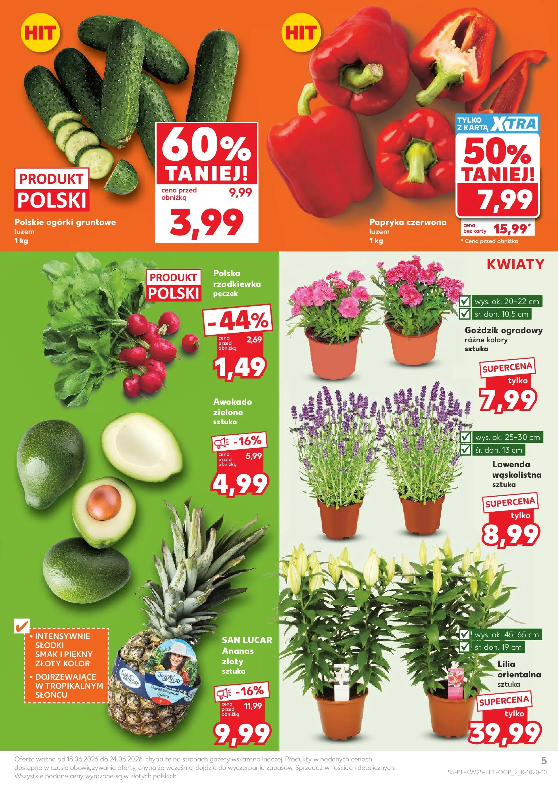 Kaufland gazetka (18.06.2026) - od jutra | Strona: 5 | Produkty: Karta, Goździk, Papryka, Papryka czerwona Kaufland gazetka od 18.06.2026 - od jutra PDF | Strona: 5 | Produkty: Karta, Goździk, Papryka, Papryka czerwona