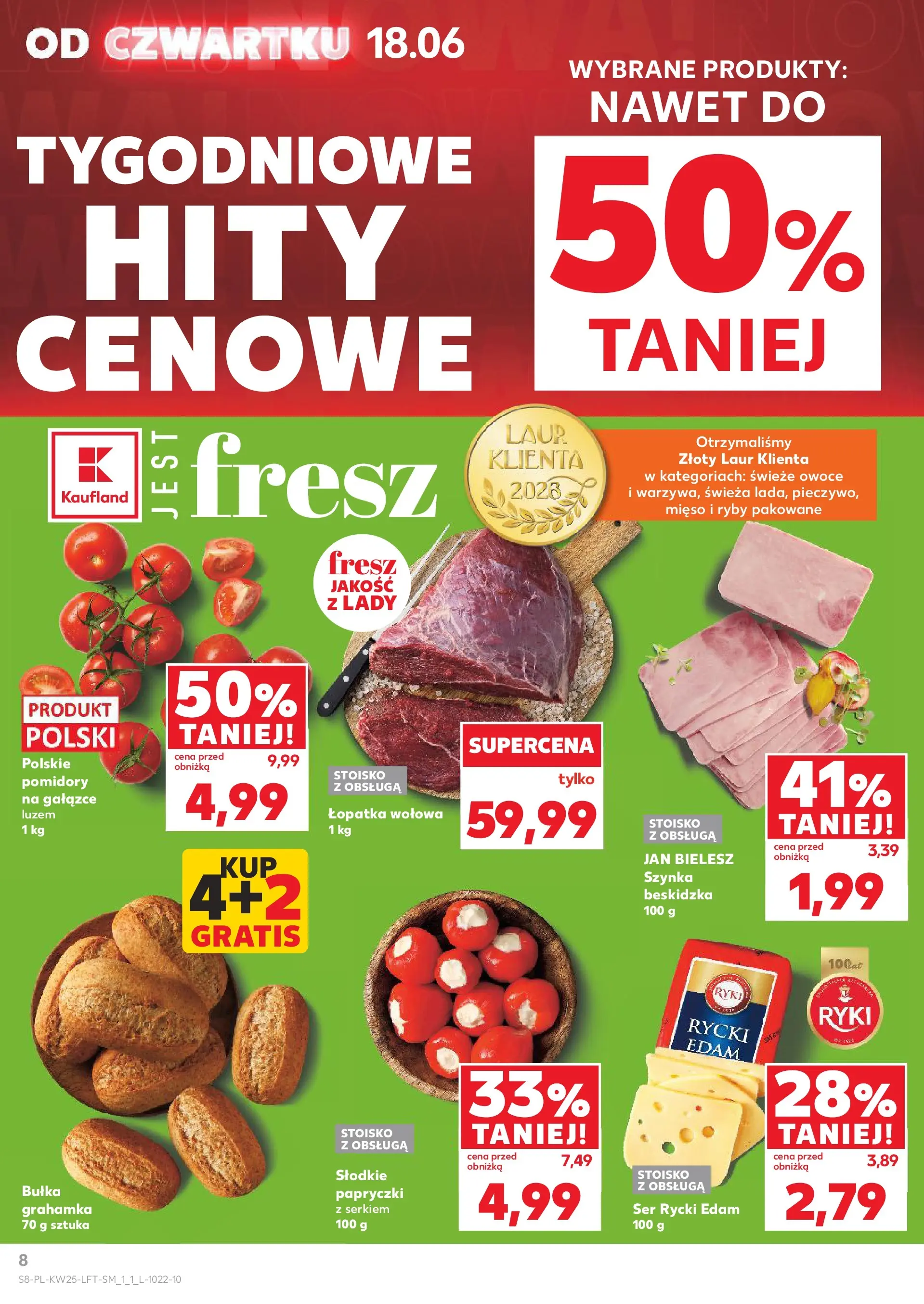 Kaufland gazetka (18.06.2026) - od jutra | Strona: 8 | Produkty: Bułka, Ser, Pomidory, Owoce Kaufland gazetka od 18.06.2026 - od jutra PDF | Strona: 8 | Produkty: Bułka, Ser, Pomidory, Owoce