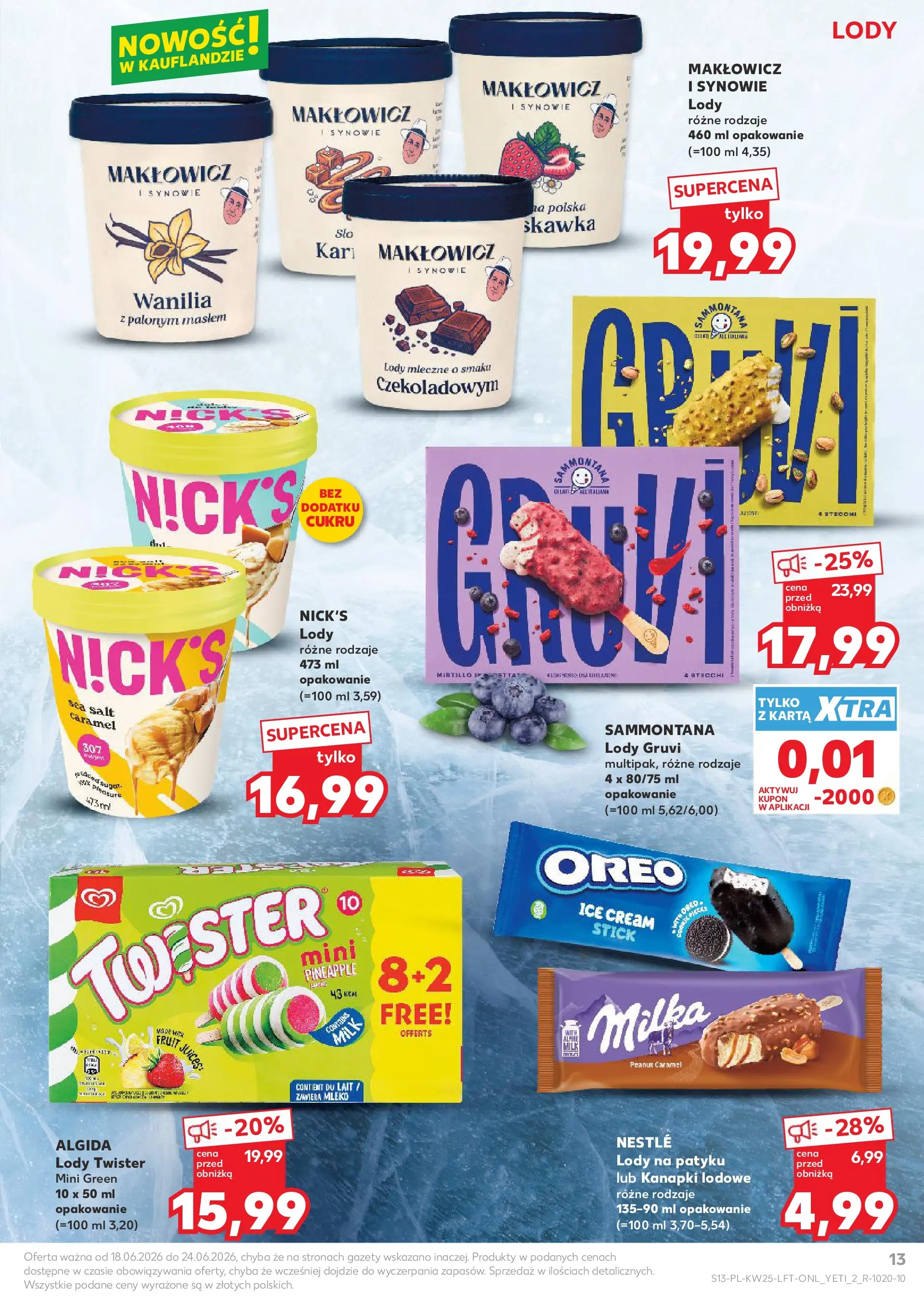 Kaufland gazetka (18.06.2026) - od jutra | Strona: 13 | Produkty: Karta, Milka, Mleko, Lody Kaufland gazetka od 18.06.2026 - od jutra PDF | Strona: 13 | Produkty: Karta, Milka, Mleko, Lody