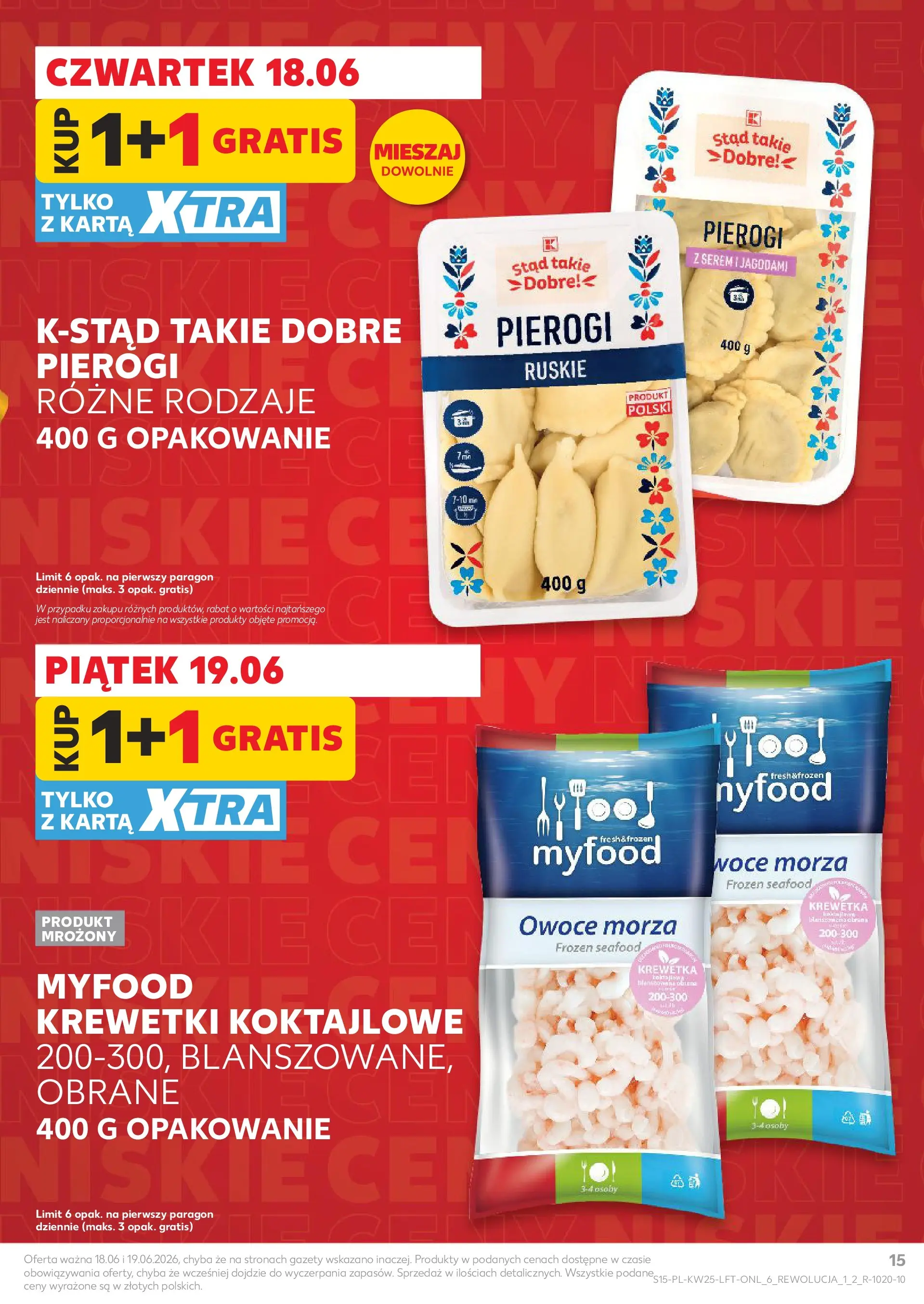 Kaufland gazetka (18.06.2026) - od jutra | Strona: 15 | Produkty: Pierogi, Krewetki, Krewetki koktajlowe, Owoce Kaufland gazetka od 18.06.2026 - od jutra PDF | Strona: 15 | Produkty: Pierogi, Krewetki, Krewetki koktajlowe, Owoce