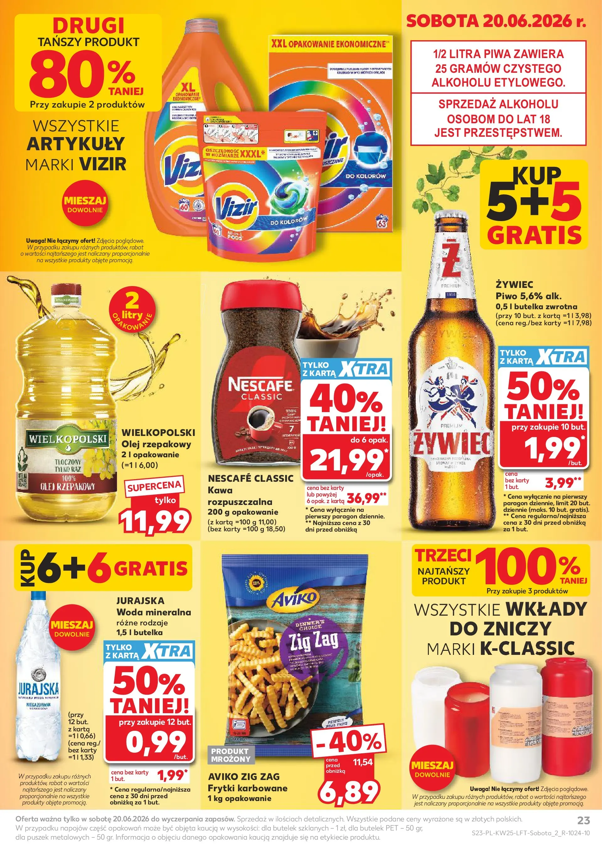 Kaufland gazetka (18.06.2026) - od jutra | Strona: 23 | Produkty: Karta, Nescafe, Olej, Piwo Kaufland gazetka od 18.06.2026 - od jutra PDF | Strona: 23 | Produkty: Karta, Nescafe, Olej, Piwo