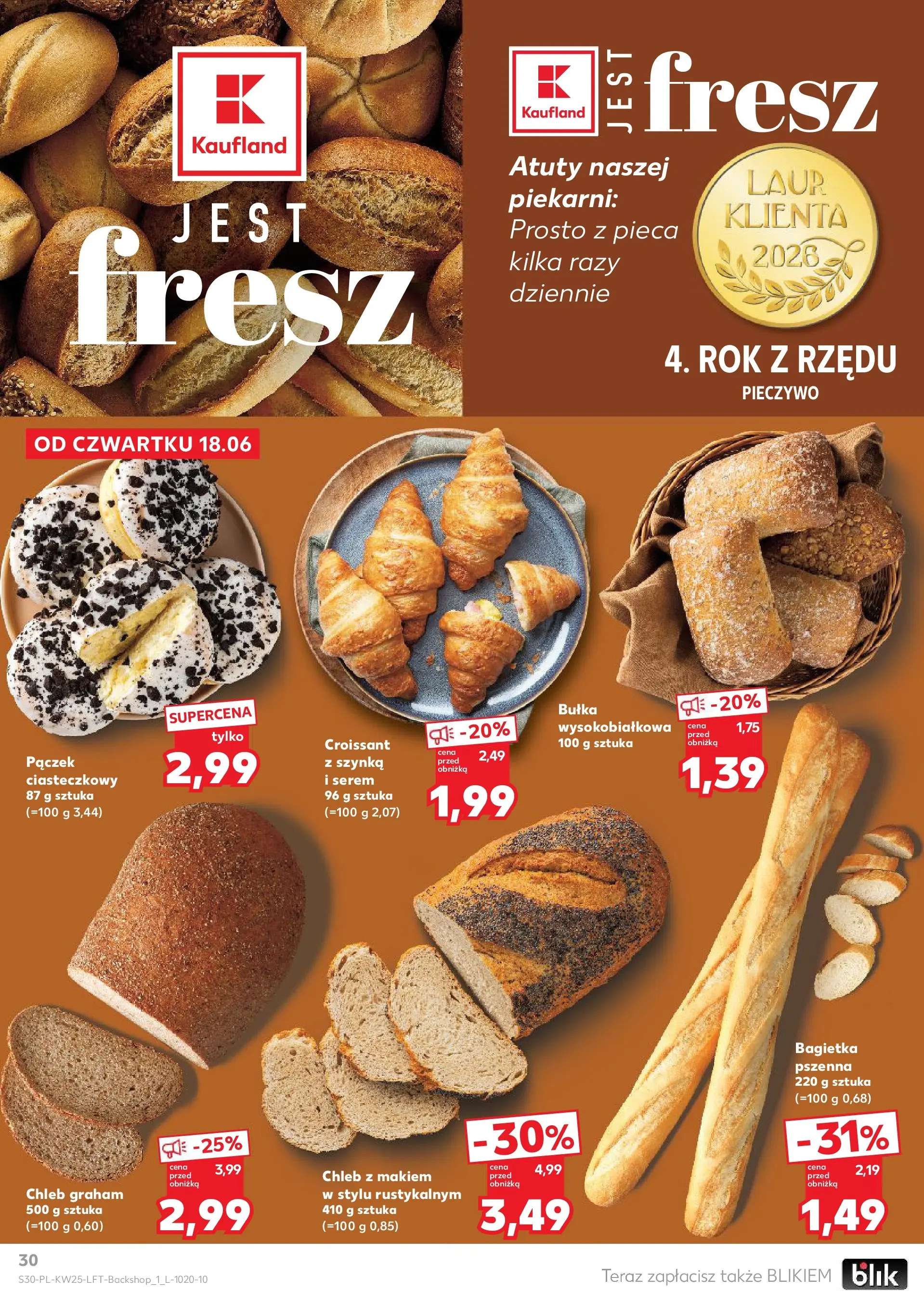 Kaufland gazetka (18.06.2026) - od jutra | Strona: 30 | Produkty: Szynka, Bułka, Bagietka, Chleb Kaufland gazetka od 18.06.2026 - od jutra PDF | Strona: 30 | Produkty: Szynka, Bułka, Bagietka, Chleb