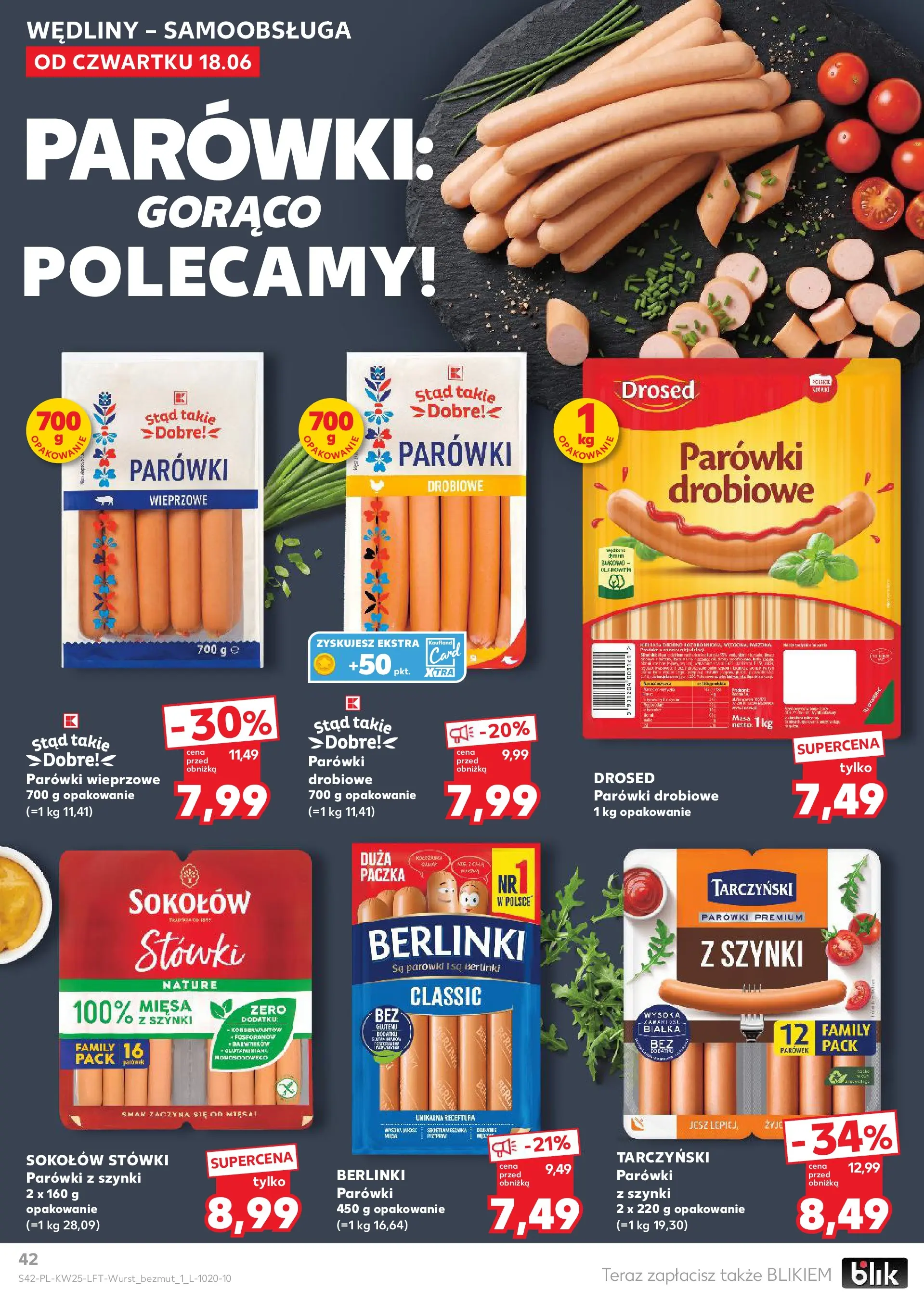 Kaufland gazetka (18.06.2026) - od jutra | Strona: 42 | Produkty: Parówki z szynki, Parówki wieprzowe, Parówki, Wędliny Kaufland gazetka od 18.06.2026 - od jutra PDF | Strona: 42 | Produkty: Parówki z szynki, Parówki wieprzowe, Parówki, Wędliny