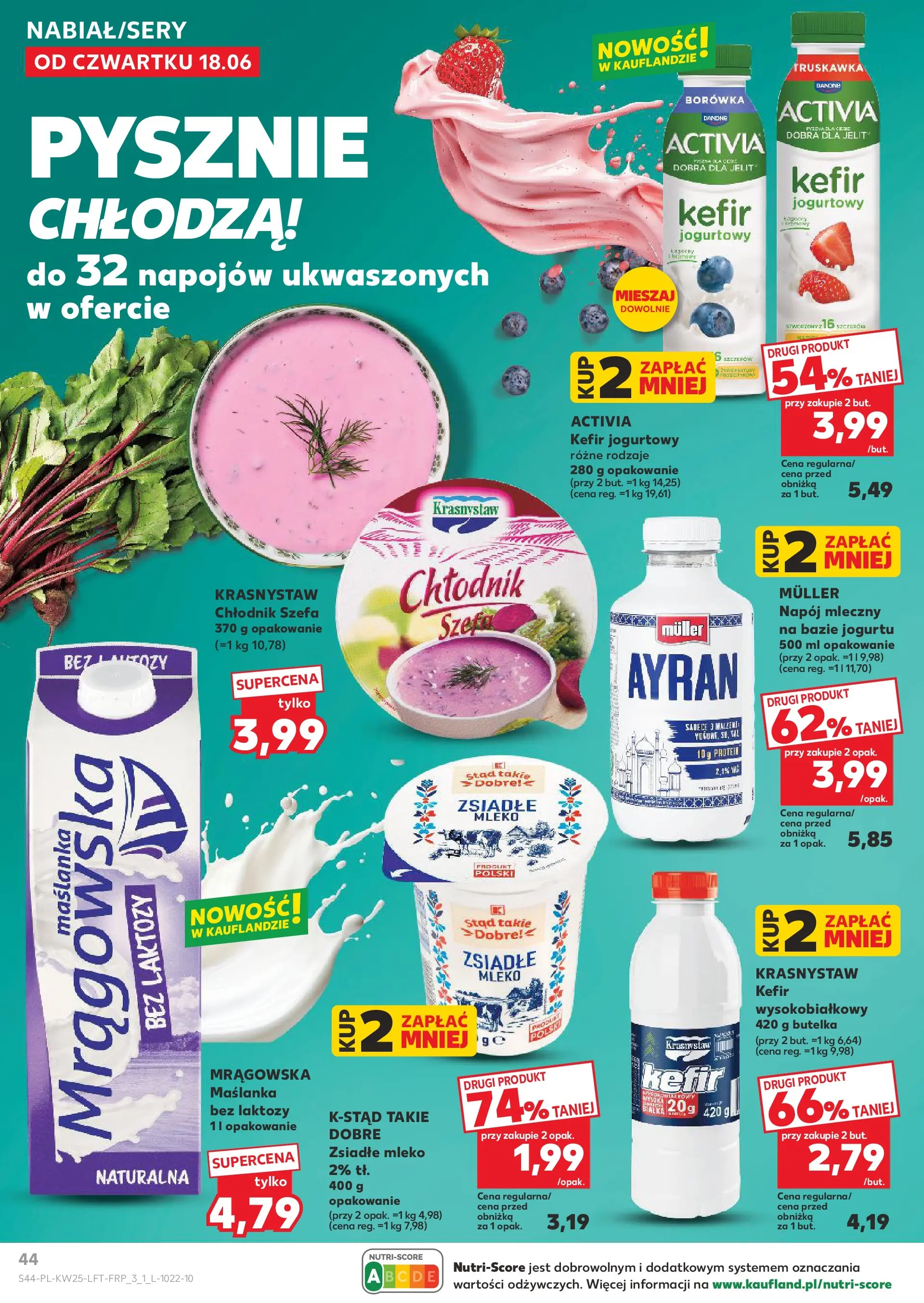 Kaufland gazetka (18.06.2026) - od jutra | Strona: 44 | Produkty: Bez laktozy, Maślanka, Zsiadłe mleko, Mleko Kaufland gazetka od 18.06.2026 - od jutra PDF | Strona: 44 | Produkty: Bez laktozy, Maślanka, Zsiadłe mleko, Mleko