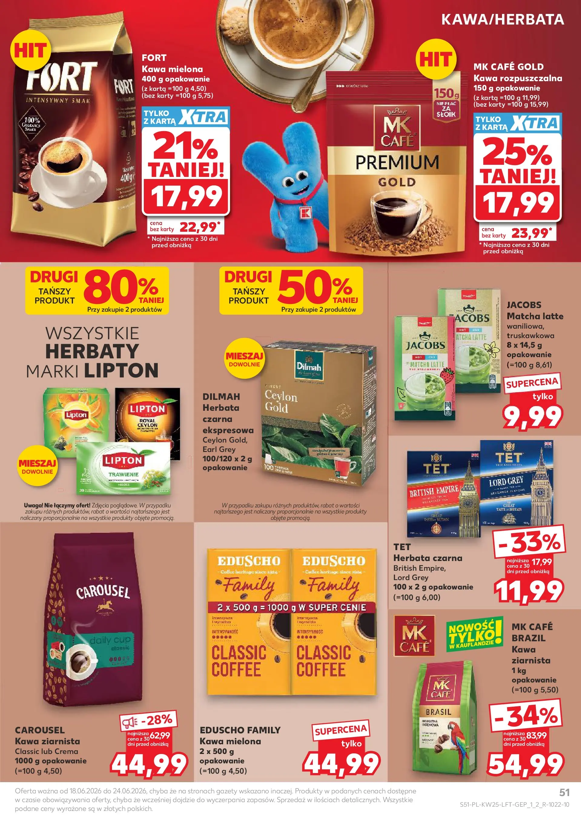 Kaufland gazetka (18.06.2026) - od jutra | Strona: 51 | Produkty: Karta, Kawa rozpuszczalna, Kawa, Herbata Kaufland gazetka od 18.06.2026 - od jutra PDF | Strona: 51 | Produkty: Karta, Kawa rozpuszczalna, Kawa, Herbata