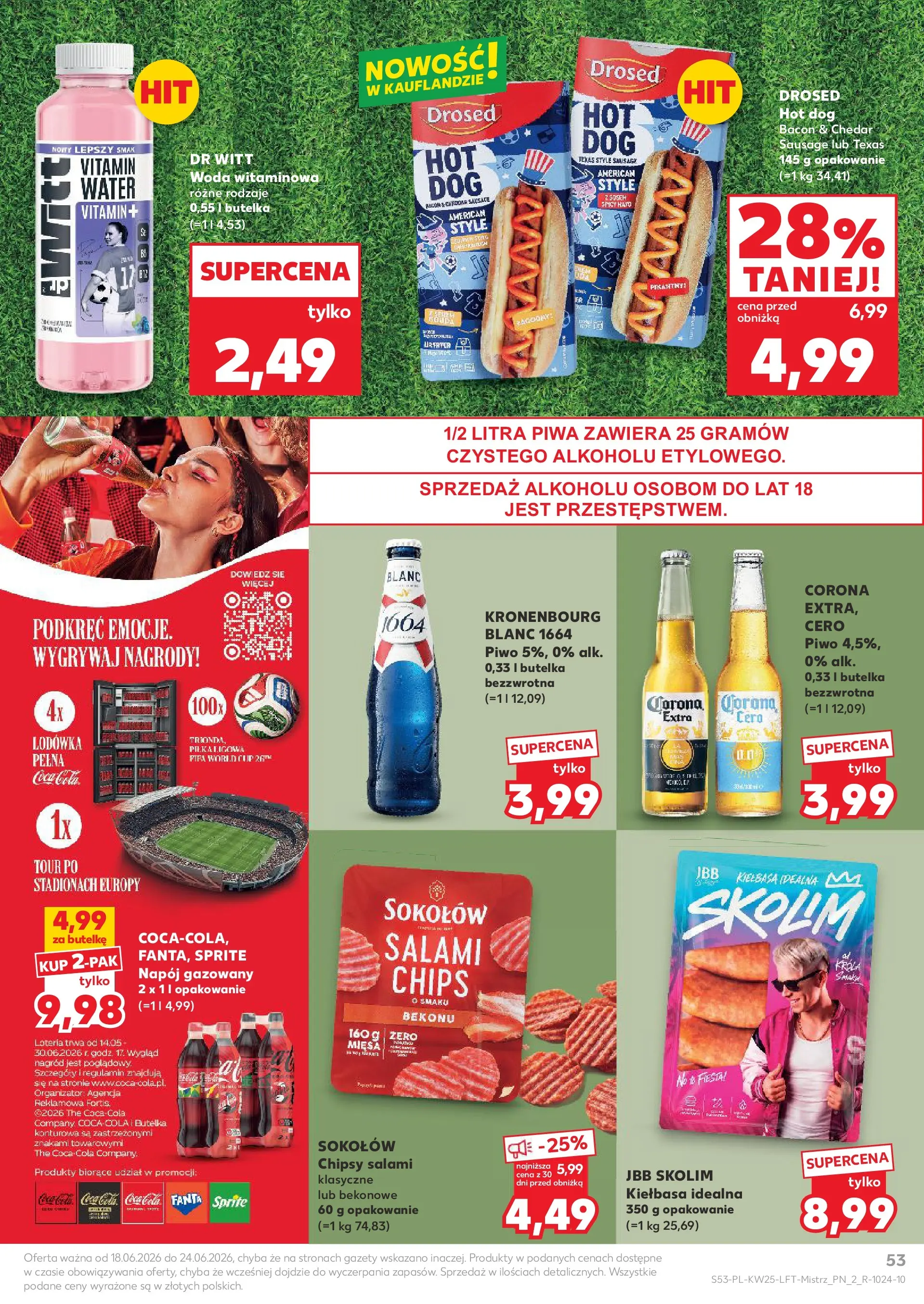 Kaufland gazetka (18.06.2026) - od jutra | Strona: 53 | Produkty: Lodówka, Salami, Piwo, Woda Kaufland gazetka od 18.06.2026 - od jutra PDF | Strona: 53 | Produkty: Lodówka, Salami, Piwo, Woda