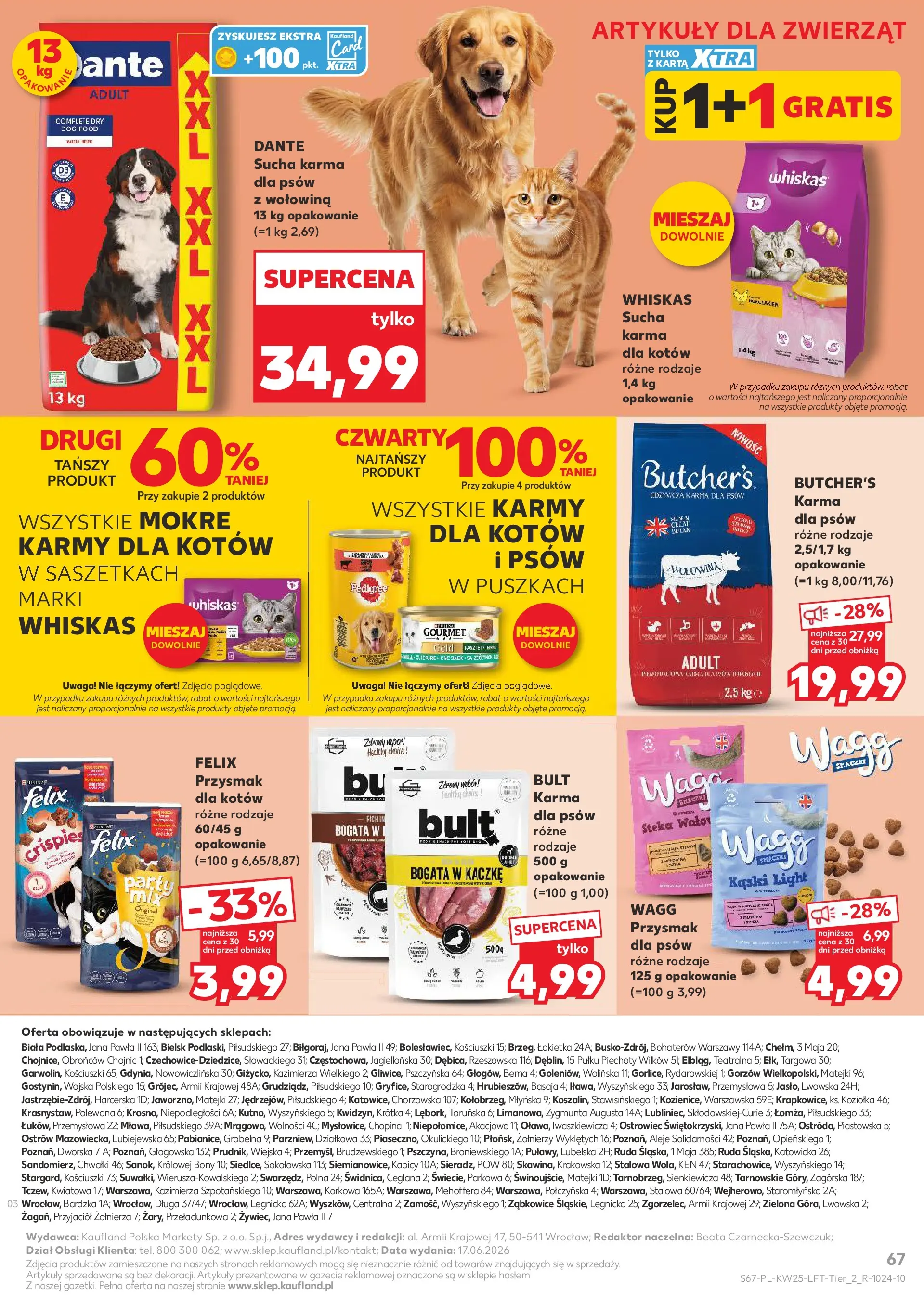 Kaufland gazetka (18.06.2026) - od jutra | Strona: 67 | Produkty: Karta, Waga, Pedigree, Karma dla psów Kaufland gazetka od 18.06.2026 - od jutra PDF | Strona: 67 | Produkty: Karta, Waga, Pedigree, Karma dla psów