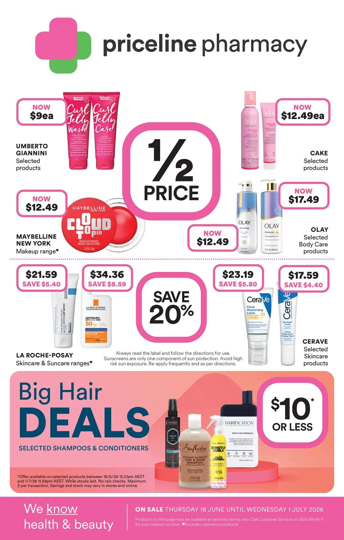 Priceline Pharmacy catalogue Caloundra - 17/06/2026 > weekly / monthly specials | Page: 1 | Products: Shampoo, Lotion, Makeup