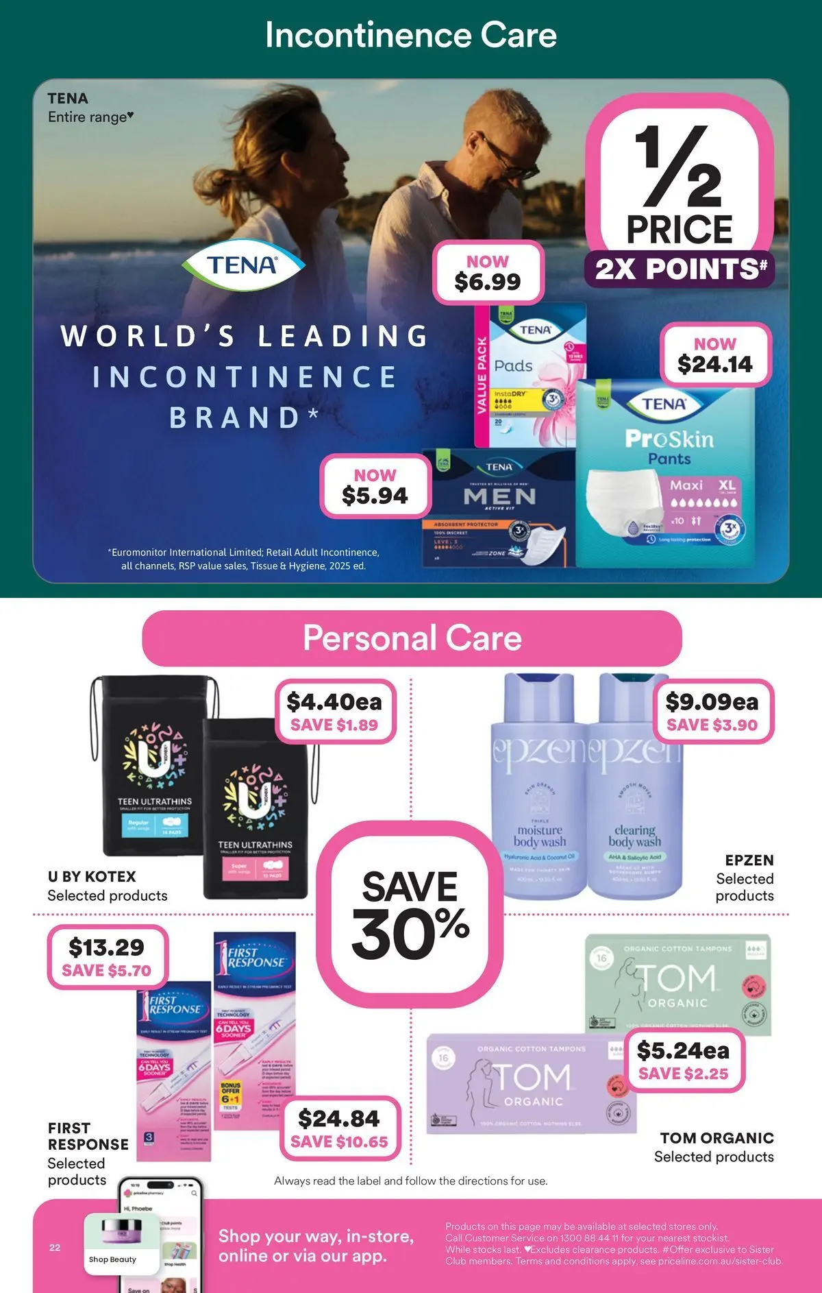Priceline Pharmacy catalogue Caloundra - 17/06/2026 > weekly / monthly specials | Page: 22 | Products: Oil, Pants, Tampons