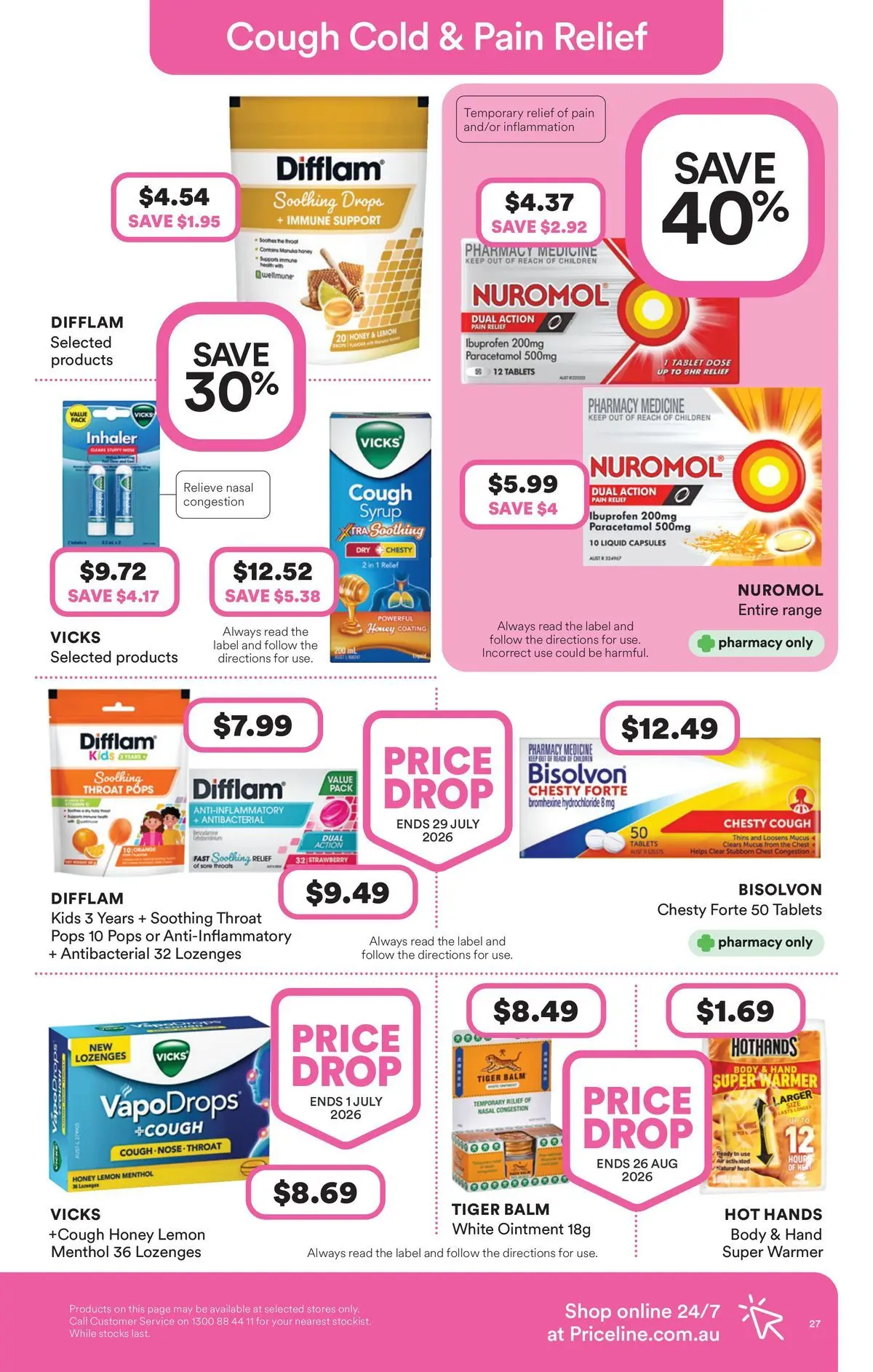 Priceline Pharmacy catalogue Caloundra - 17/06/2026 > weekly / monthly specials | Page: 27 | Products: Lemon, Tablet, Tablets, Pain relief