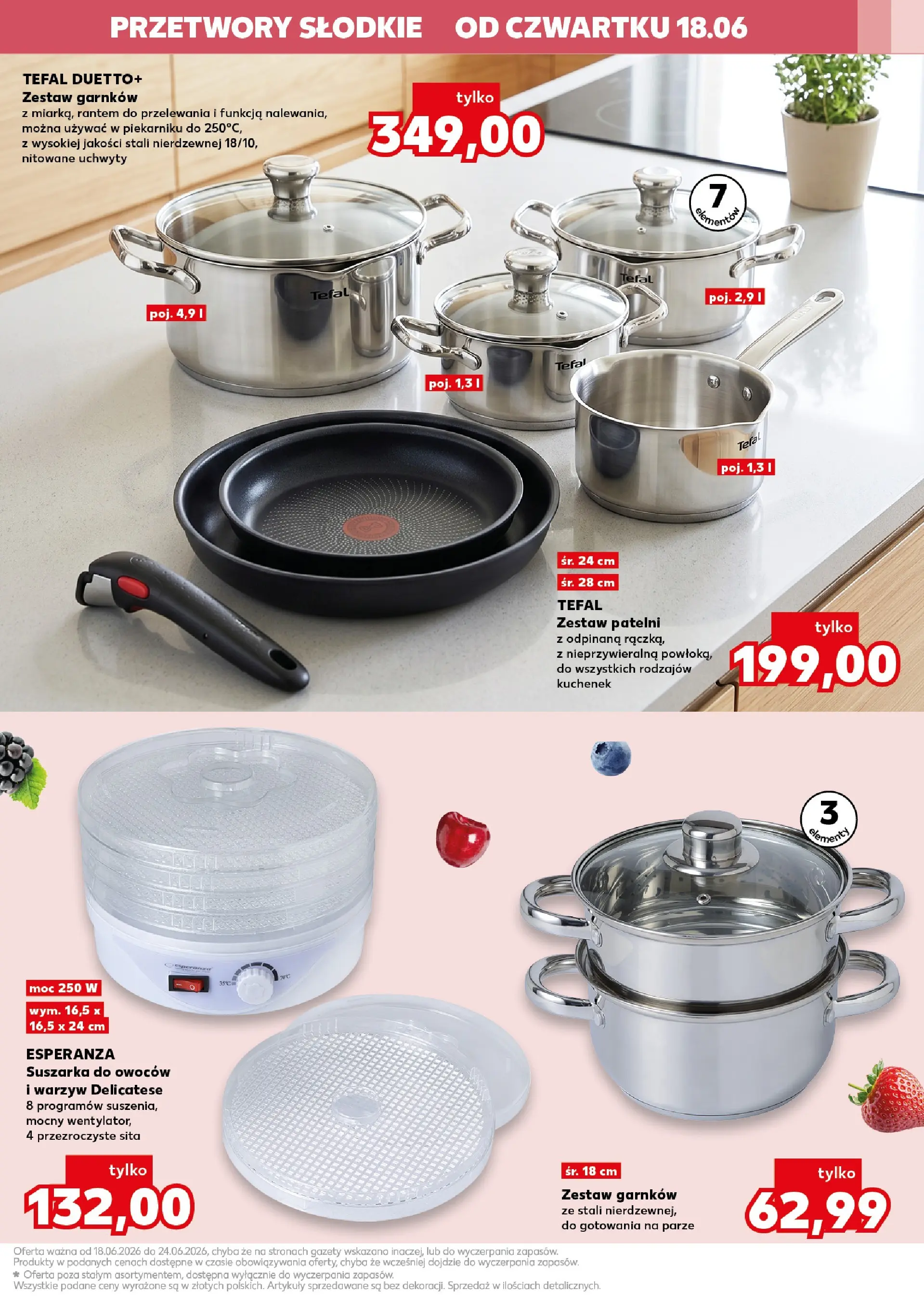 Kaufland gazetka - Gotowanie od 18.06.2026 - od jutra PDF | Strona: 5 | Produkty: Suszarka, Tefal