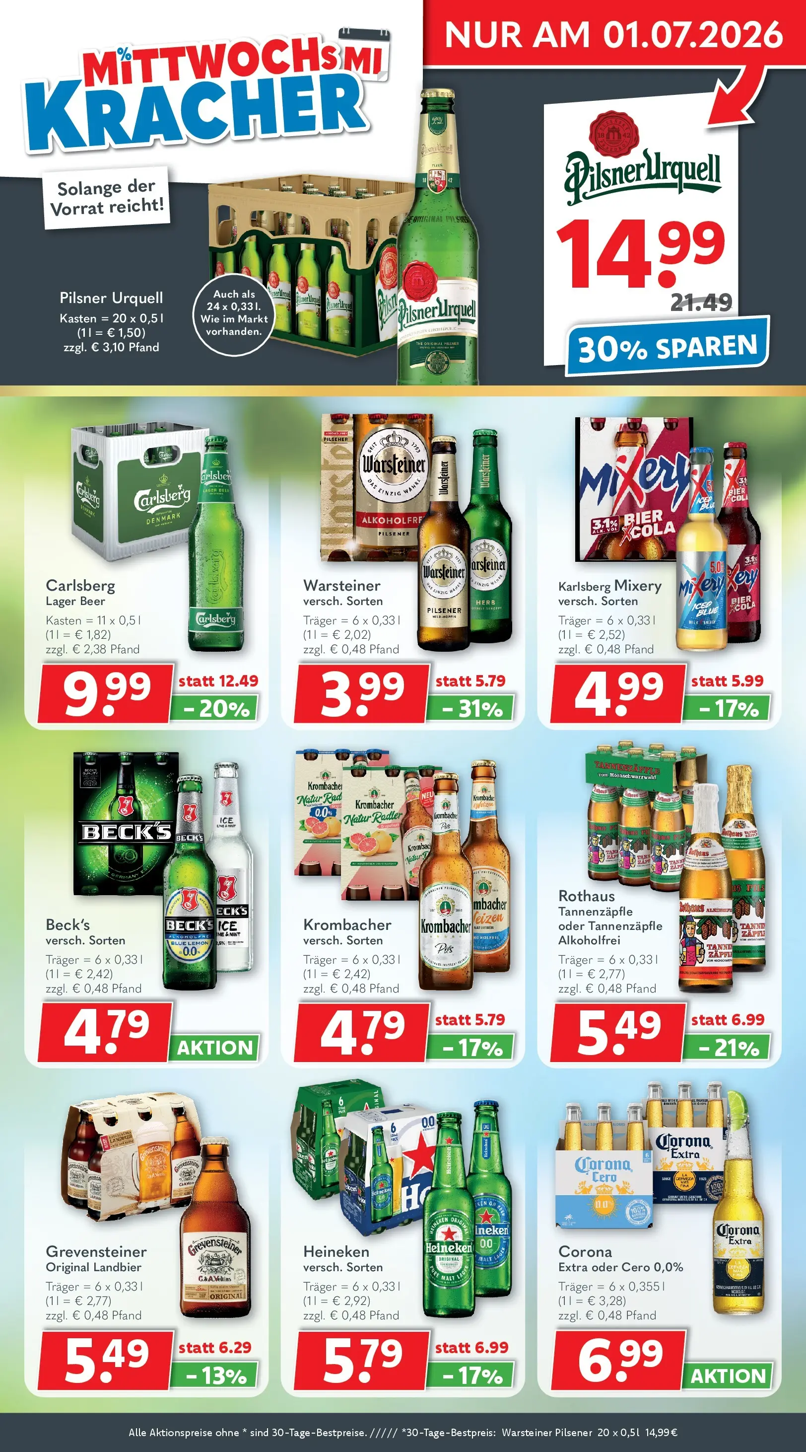 Getränkeland: Getränkeangebote (ab 21.06.2026) zum Blättern | Seite: 3 | Produkte: Cola, Radler, Warsteiner, Krombacher