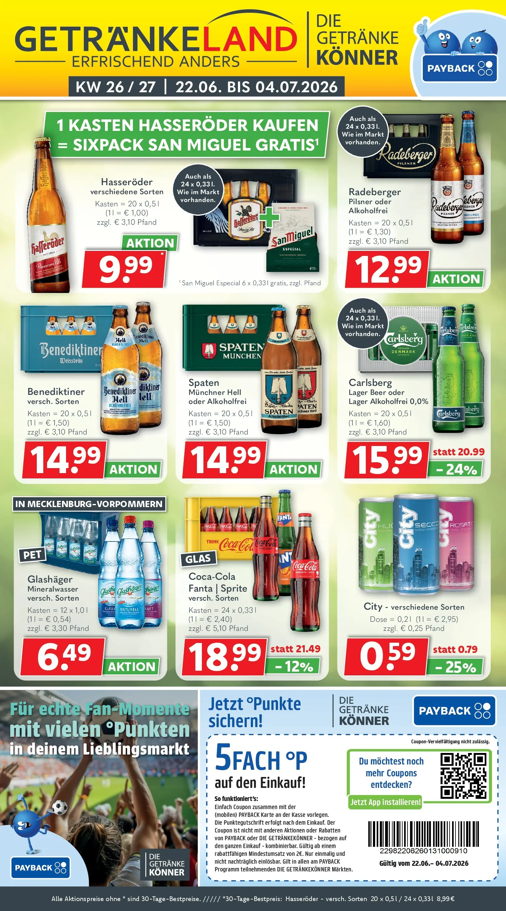 Getränkeland: Getränkeangebote (ab 21.06.2026) zum Blättern | Seite: 1 | Produkte: Fanta, Sprite, Mineralwasser, Benediktiner hell