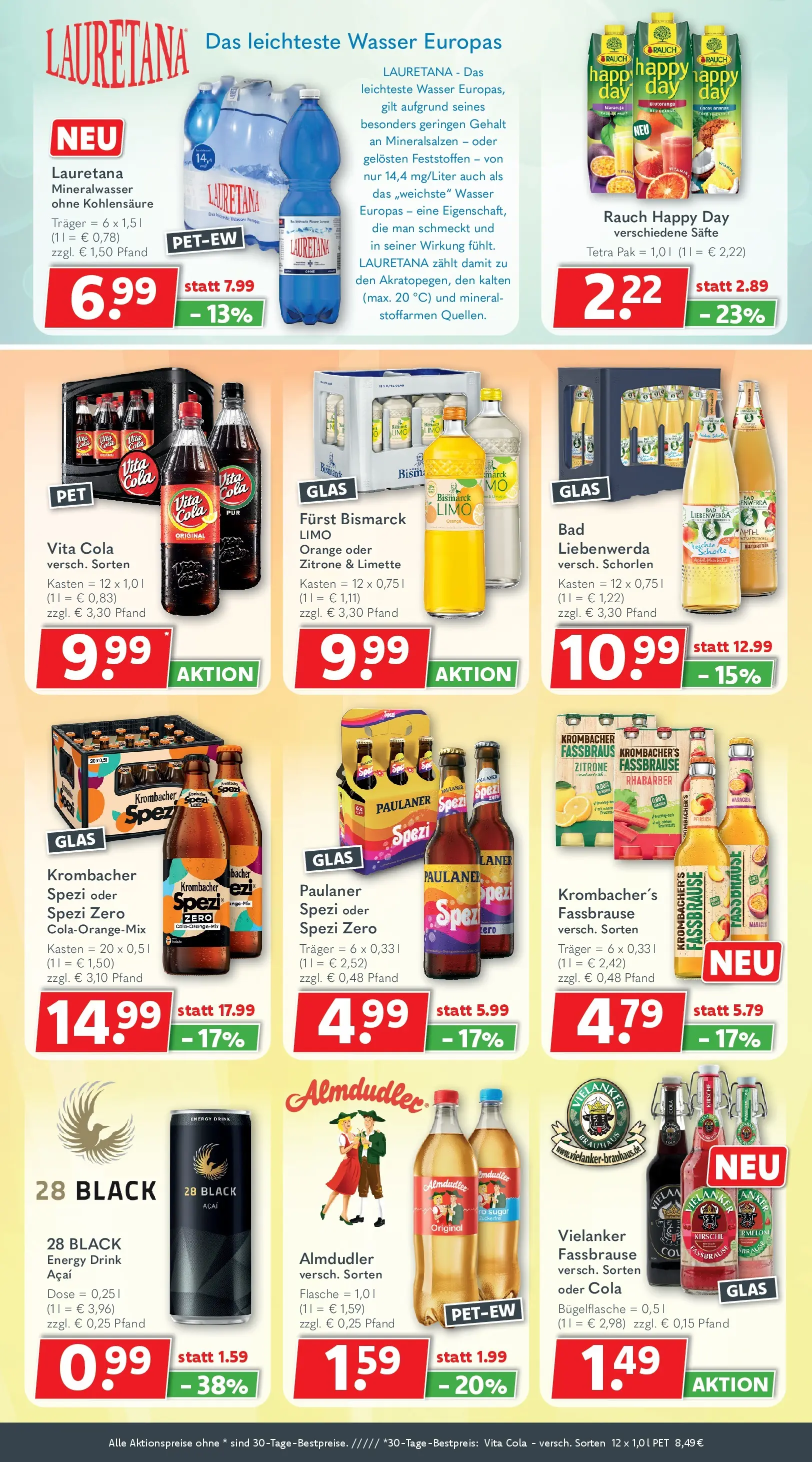 Getränkeland: Getränkeangebote (ab 21.06.2026) zum Blättern | Seite: 7 | Produkte: Paulaner spezi, Mineralwasser, Vita cola, Rhabarber
