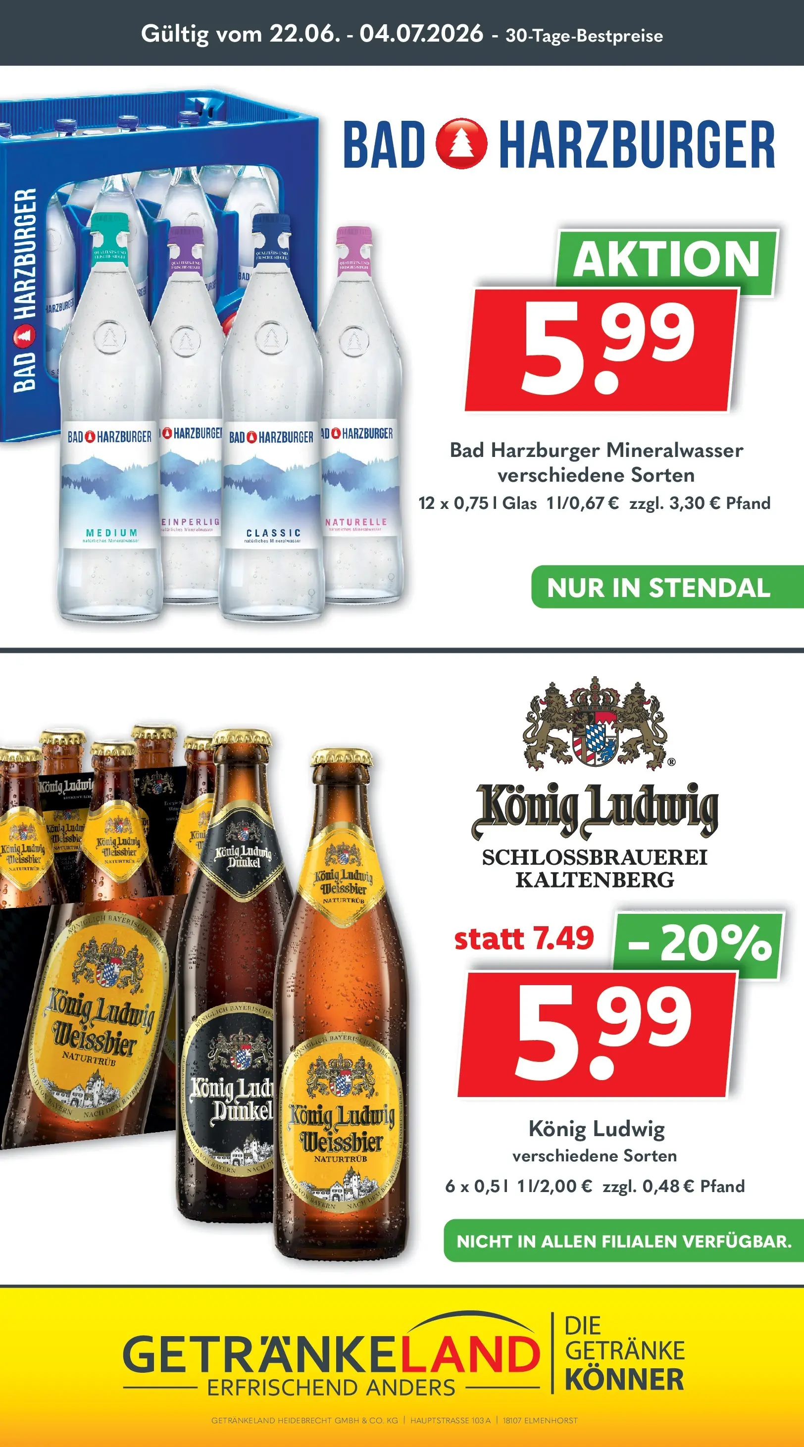 Getränkeland: Getränkeangebote (ab 21.06.2026) zum Blättern | Seite: 11 | Produkte: Weißbier, Bad, Mineralwasser