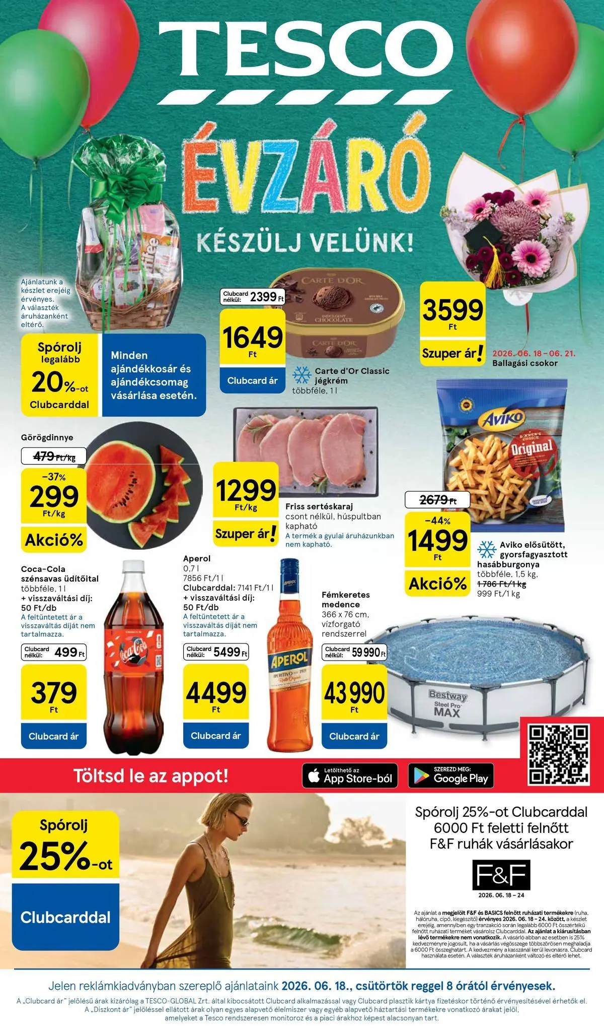 Tesco - Tesco újság érvényessége 2026.06.24-ig - 2026.06.17.-tól - online | Oldal: 1 | Termékek: Aperol, Sertéskaraj, Medence, Hasábburgonya