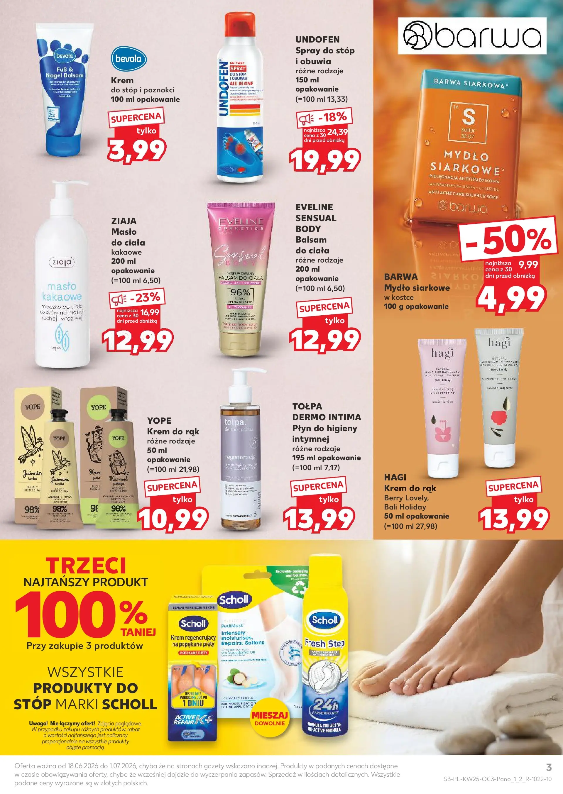 Kaufland gazetka - Kosmetyki od 18.06.2026 - od jutra PDF | Strona: 3 | Produkty: Masło, Krem do rąk, Mydło, Spray do stóp
