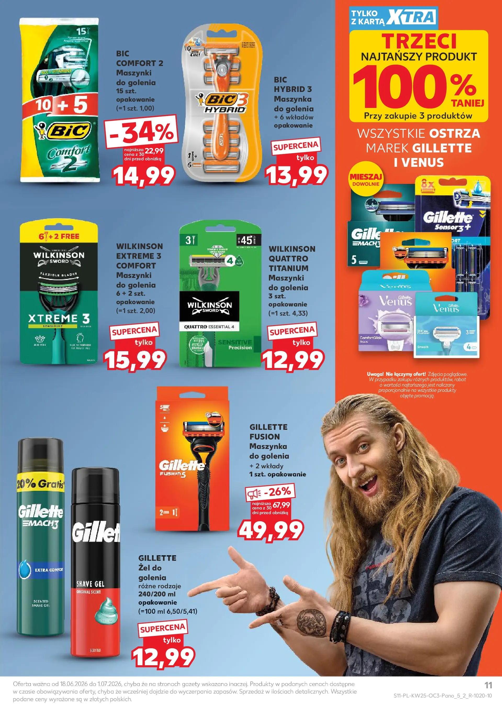 Kaufland gazetka - Kosmetyki od 18.06.2026 - od jutra PDF | Strona: 11 | Produkty: Karta, Gillette, Maszynki do golenia
