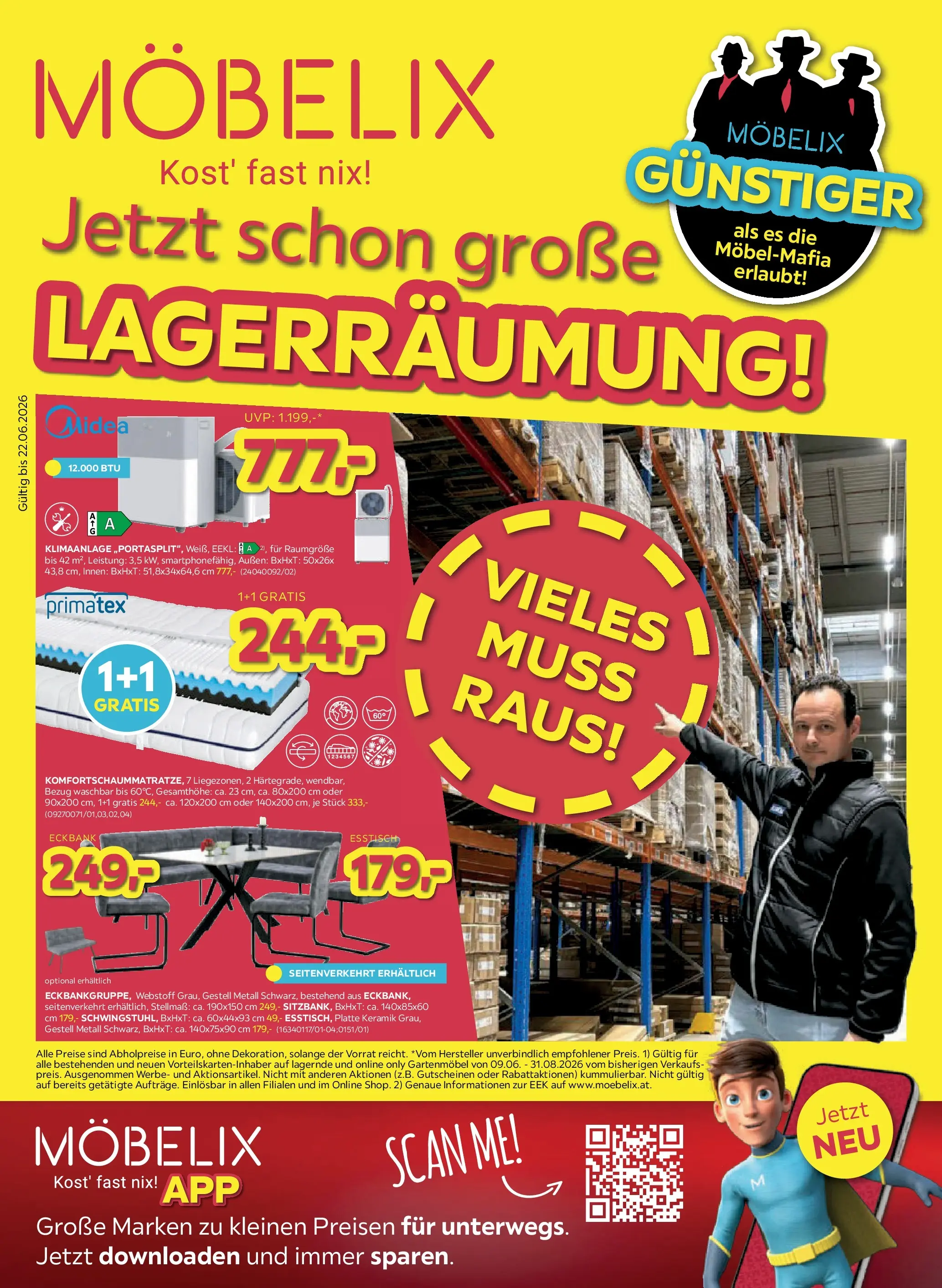 Möbelix - Lagerräumung von 15.06.2026 - Aktuelle Angebote | Seite: 1 | Produkte: Klimaanlage, Gartenmöbel