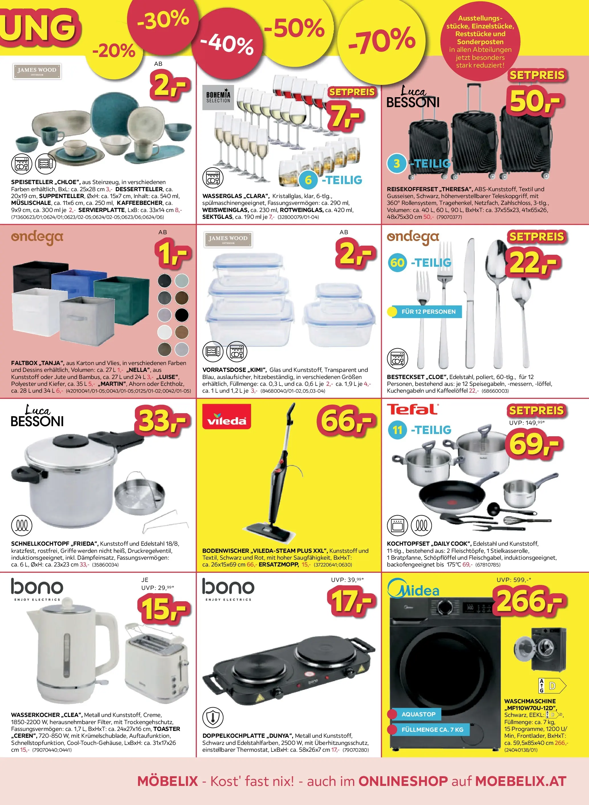 Möbelix - Lagerräumung von 15.06.2026 - Aktuelle Angebote | Seite: 11 | Produkte: Waschmaschine, Wasserkocher, Toaster