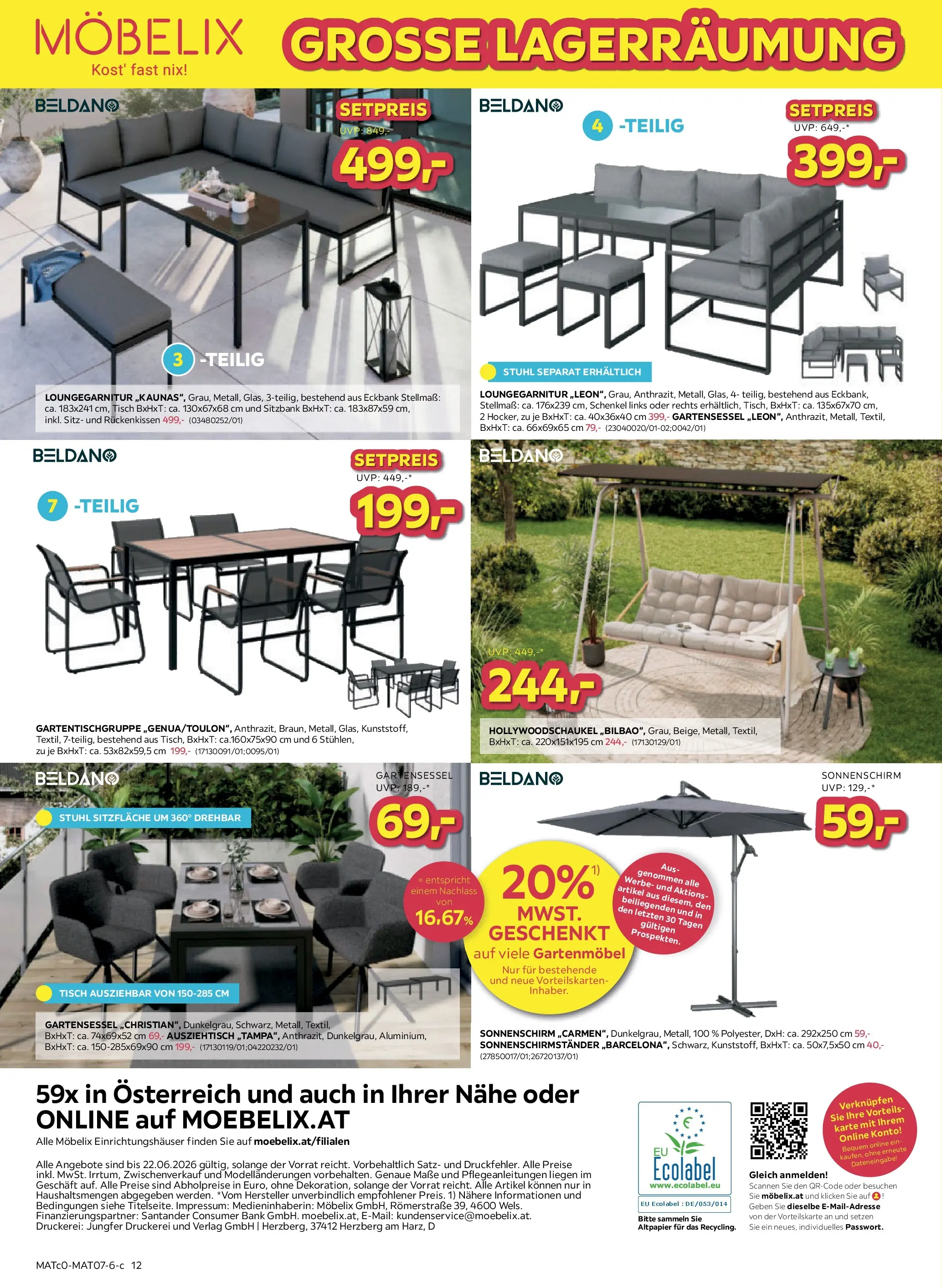 Möbelix - Lagerräumung von 15.06.2026 - Aktuelle Angebote | Seite: 12 | Produkte: Tisch, Stuhl, Gartenmöbel
