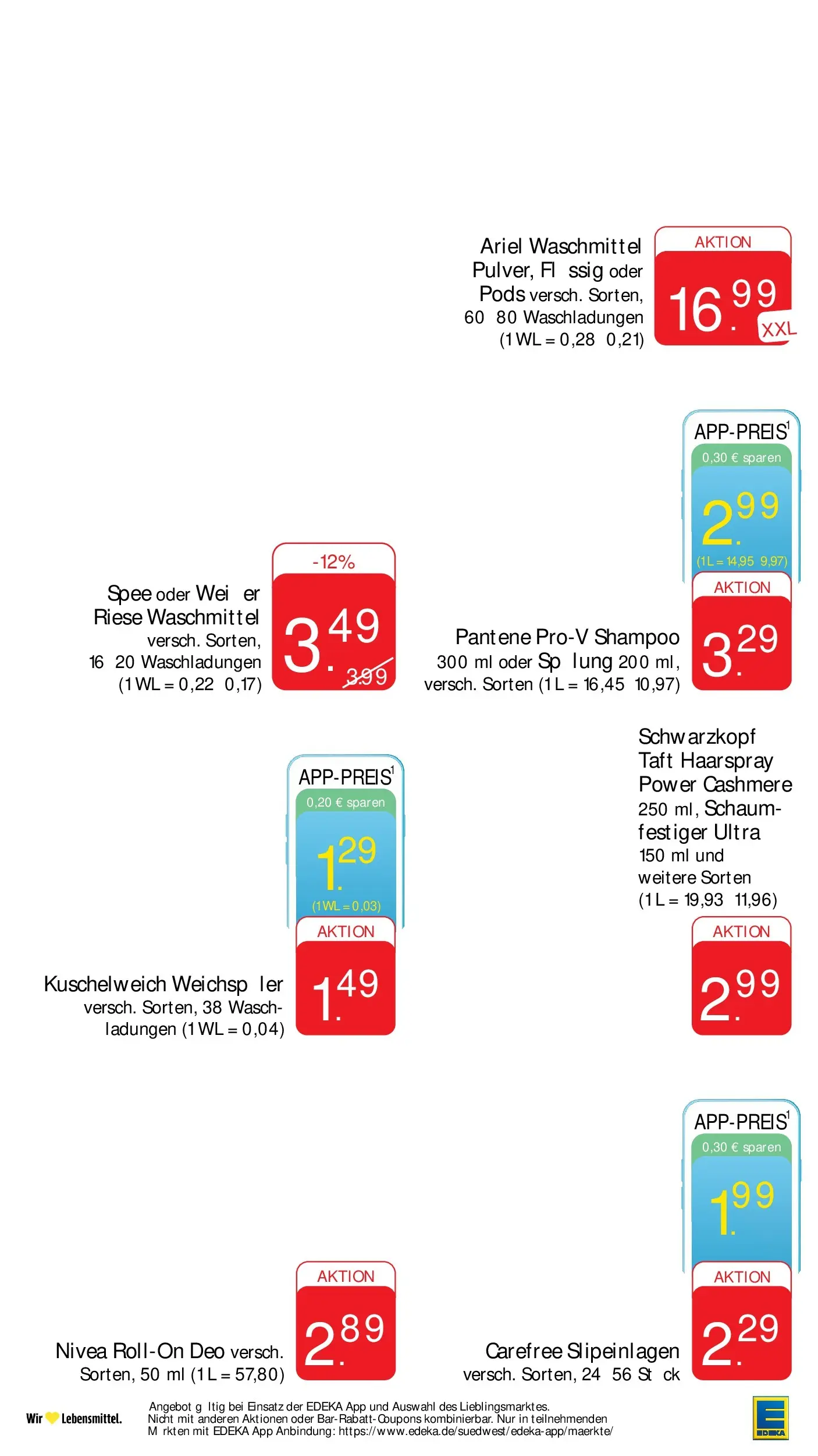Edeka Prospekt Bad Dürrheim (ab 15.06.2026) » Angebote Online | Seite: 38 | Produkte: Ariel, Spülung, Spee, Weichspüler