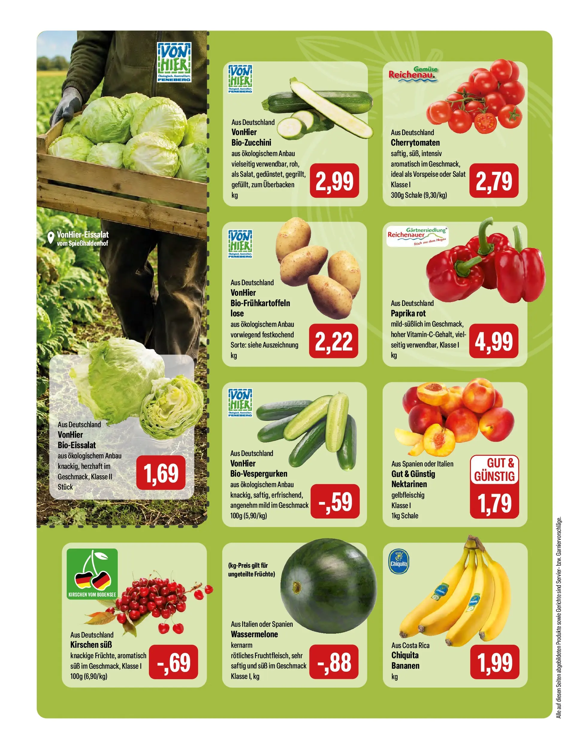 Feneberg Aktuelle Angebote (ab 24.06.2026) zum Blättern | Seite: 6 | Produkte: Kirschen, Gemüse, Wassermelone, Salat
