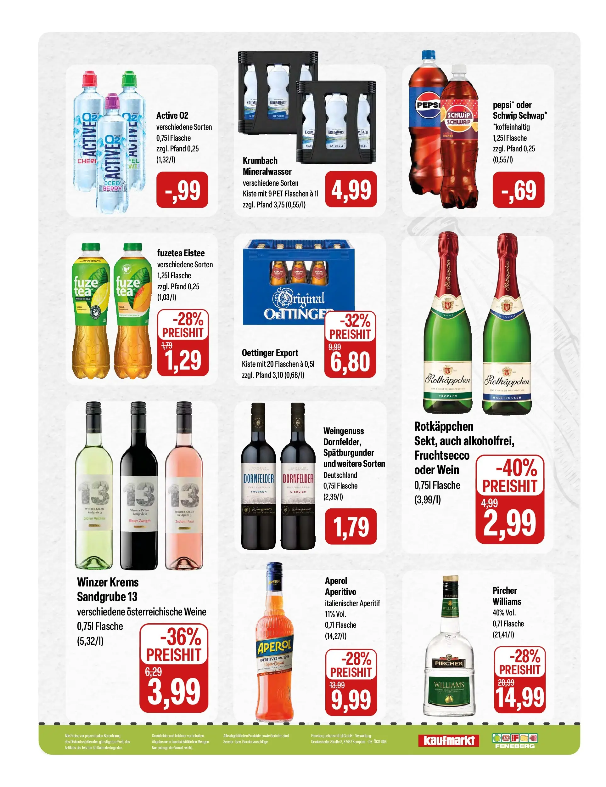 Feneberg Aktuelle Angebote (ab 24.06.2026) zum Blättern | Seite: 16 | Produkte: Mineralwasser, Pepsi, Rotkäppchen, Aperol